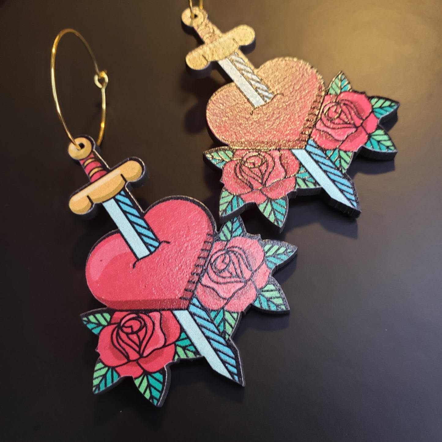 El Corazón Wood Heart Shaped Earrings
