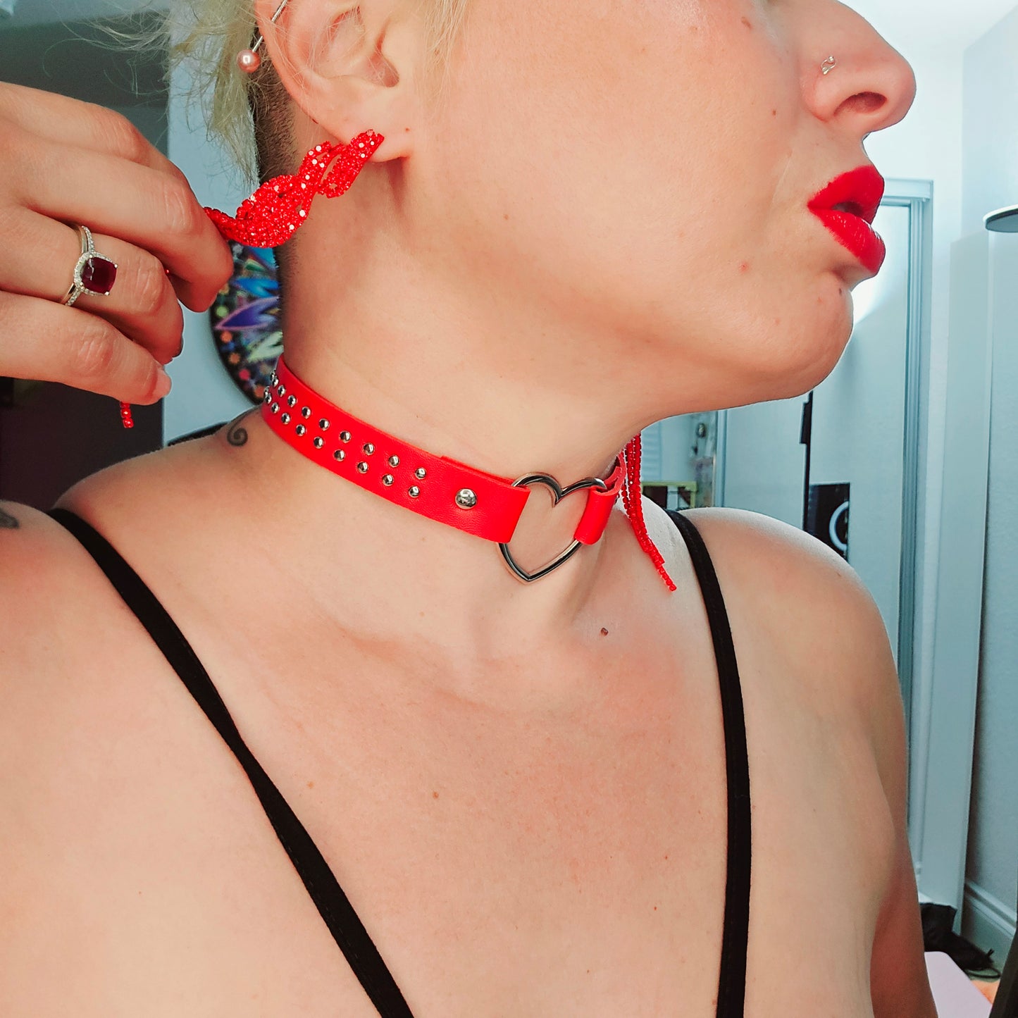 Faux Leather Heart Choker