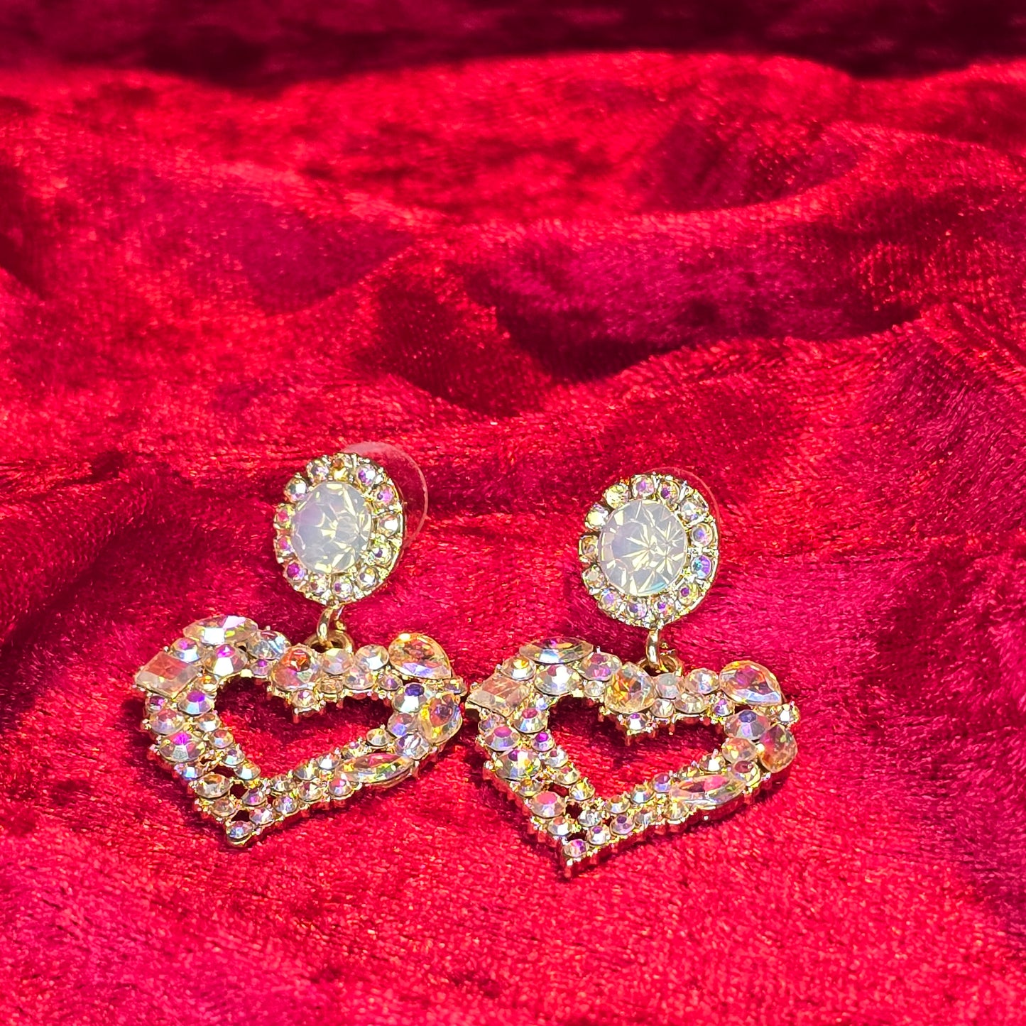Iridescent Heart Shaped Shimmery Earrings