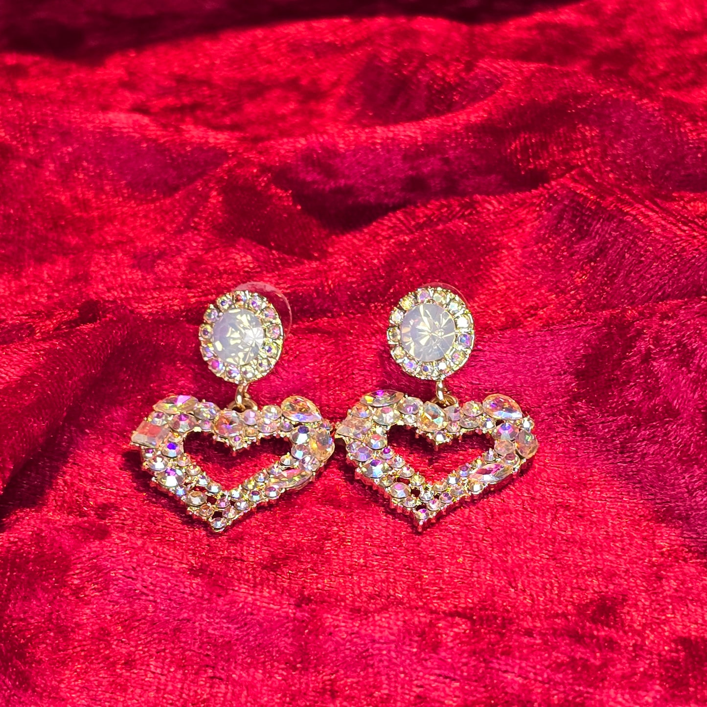 Iridescent Heart Shaped Shimmery Earrings