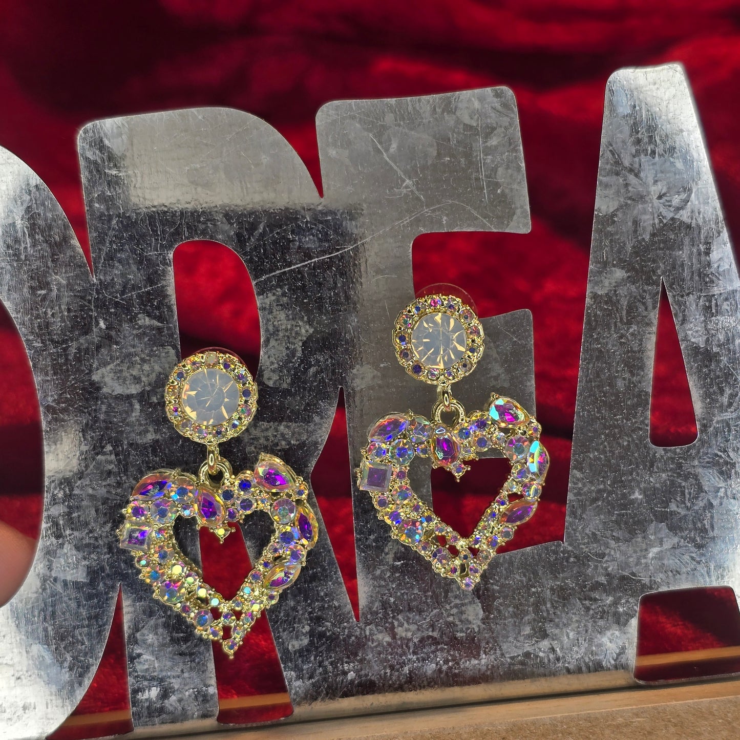 Iridescent Heart Shaped Shimmery Earrings