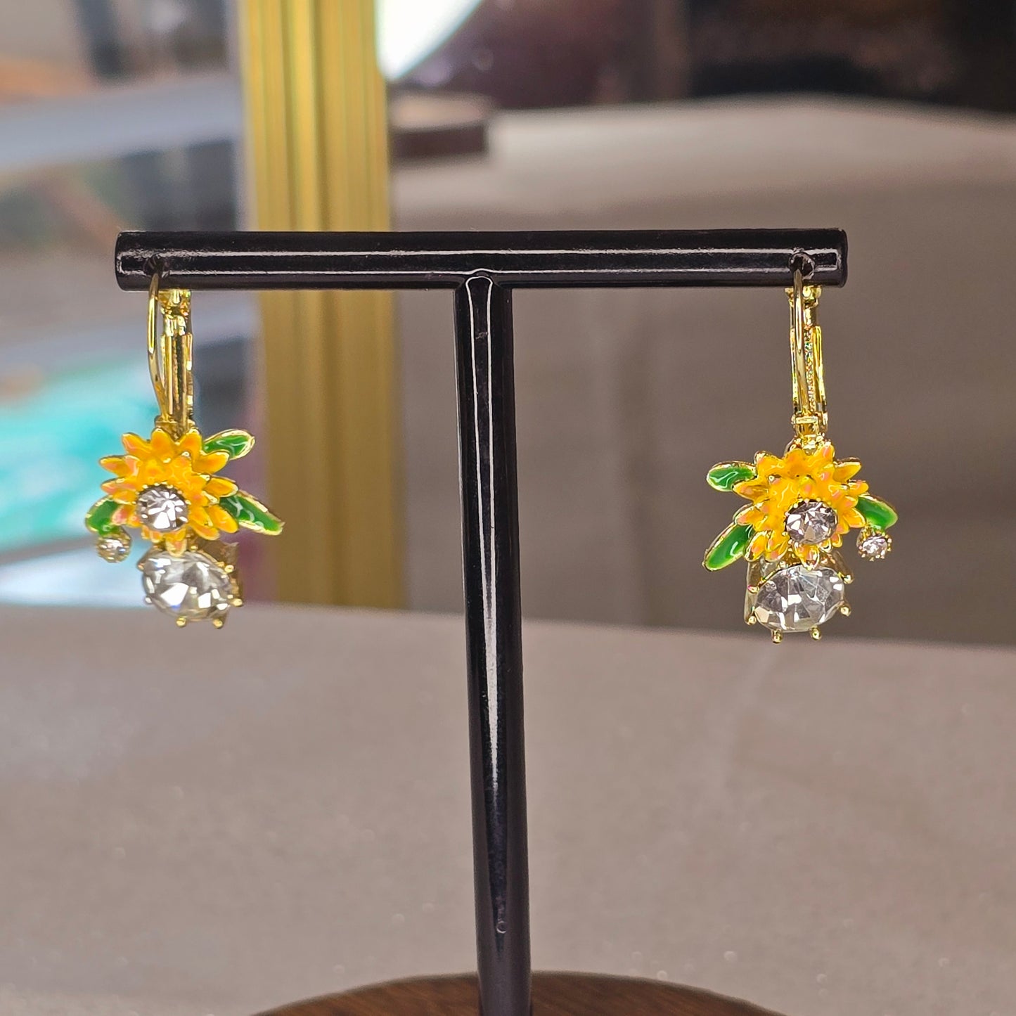 Elegant Yellow Flower Hook Earrings