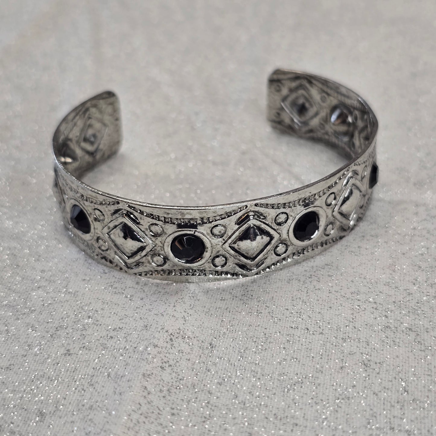 Black Rhinestone Gothic Cuff Bracelet