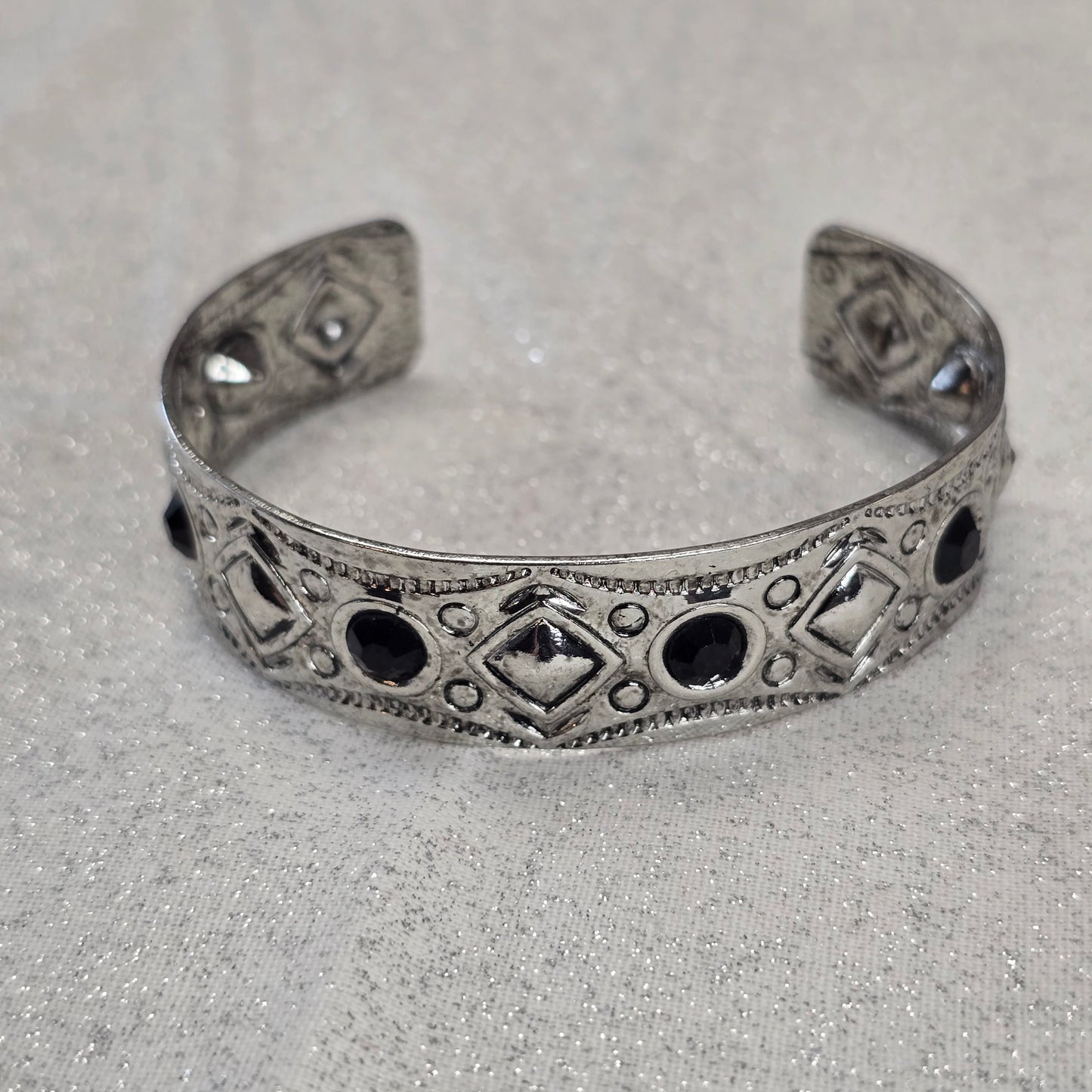 Black Rhinestone Gothic Cuff Bracelet