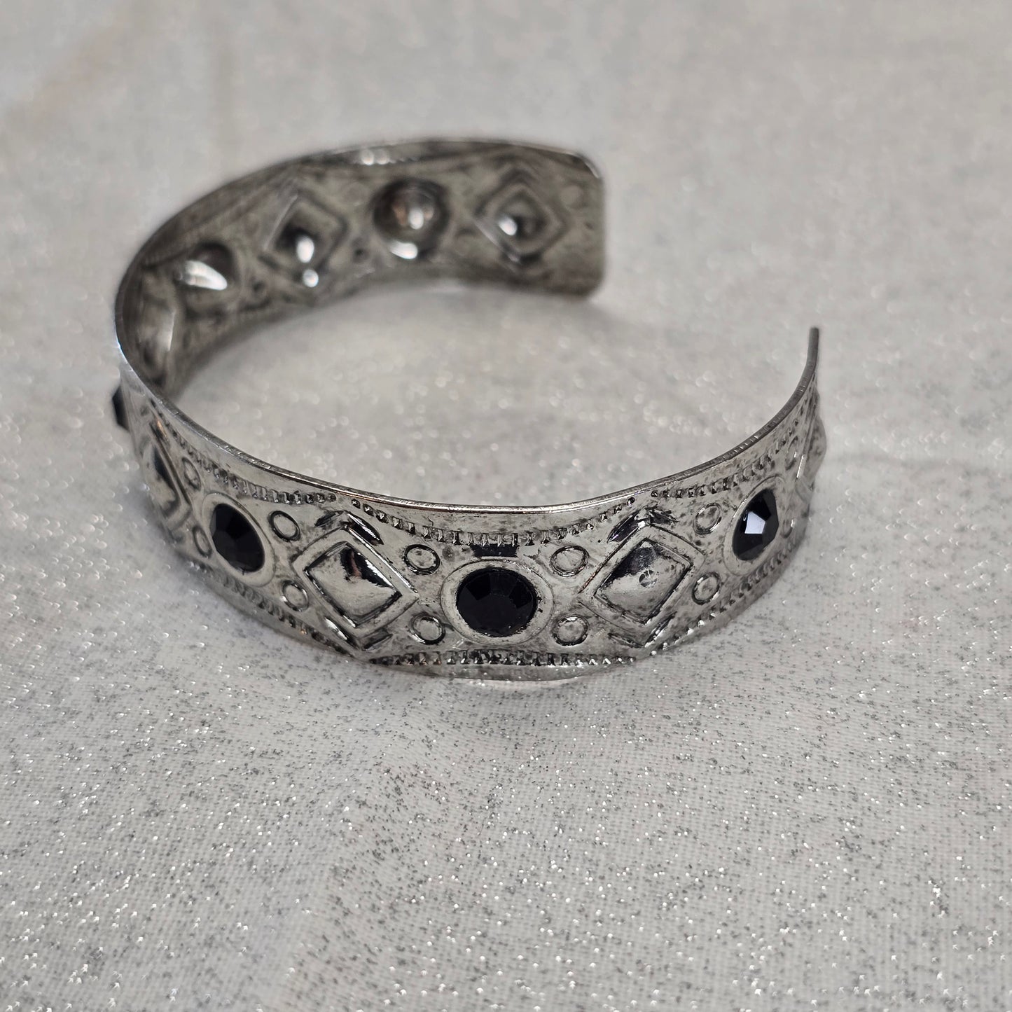 Black Rhinestone Gothic Cuff Bracelet