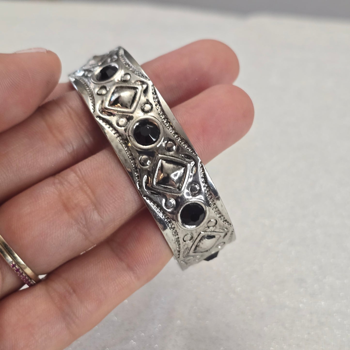 Black Rhinestone Gothic Cuff Bracelet