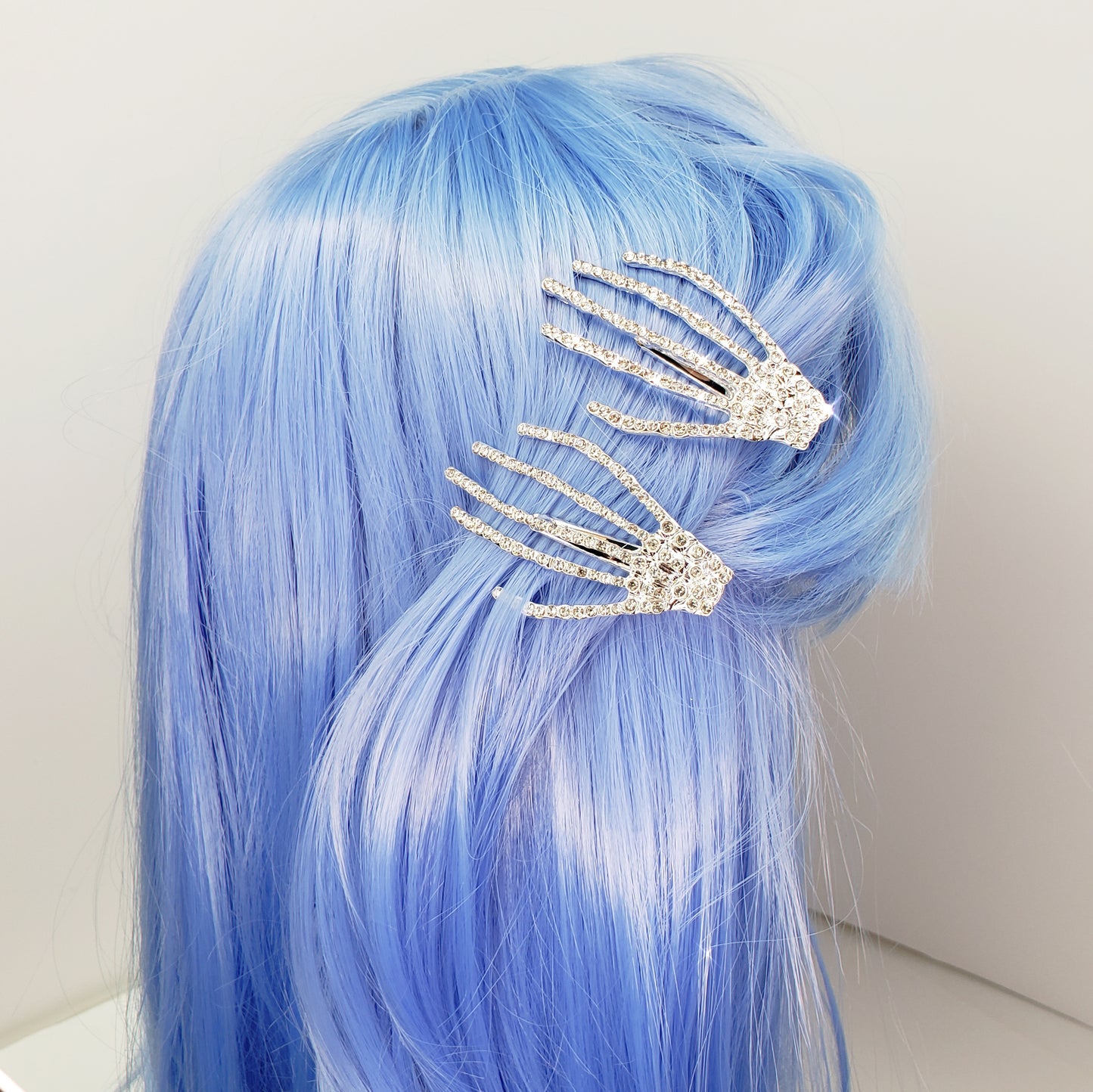 Silver Skeleton Hands Hair Clip Set of two