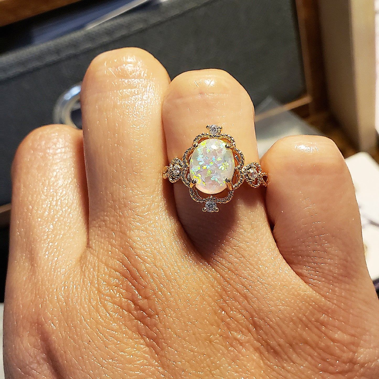Iridescent Stone Princess Ring