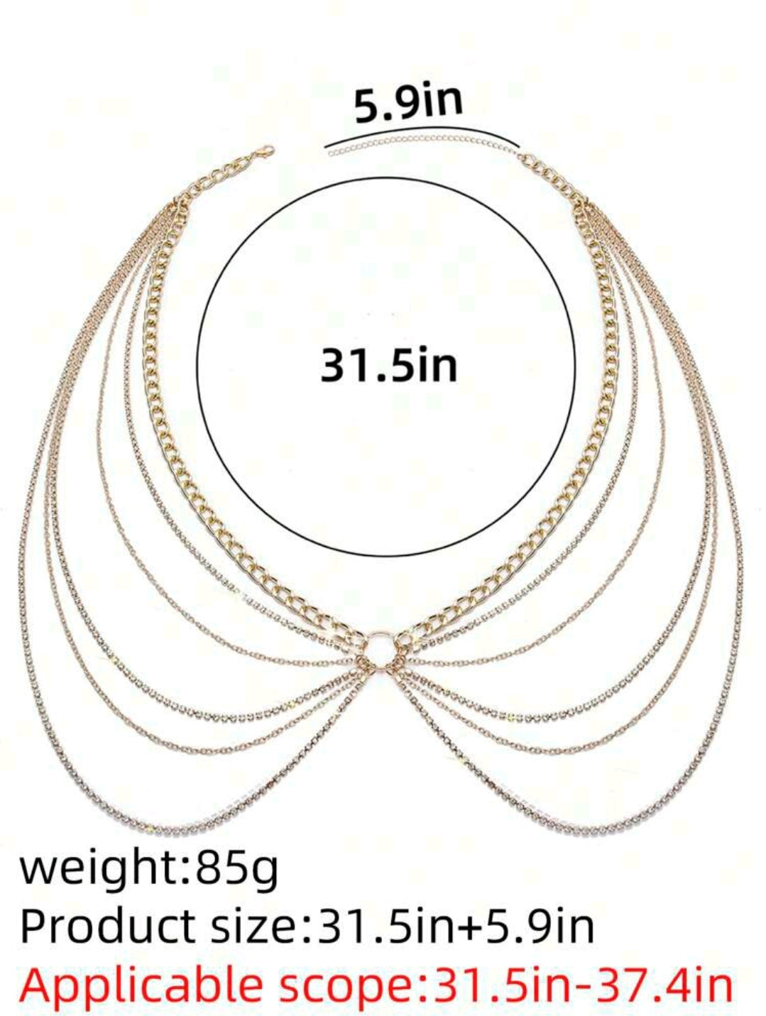 Rhinestone Multilayer Waist Body Chain