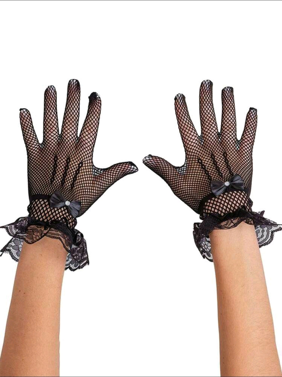Mesh and Lace Gloves with Bow accent