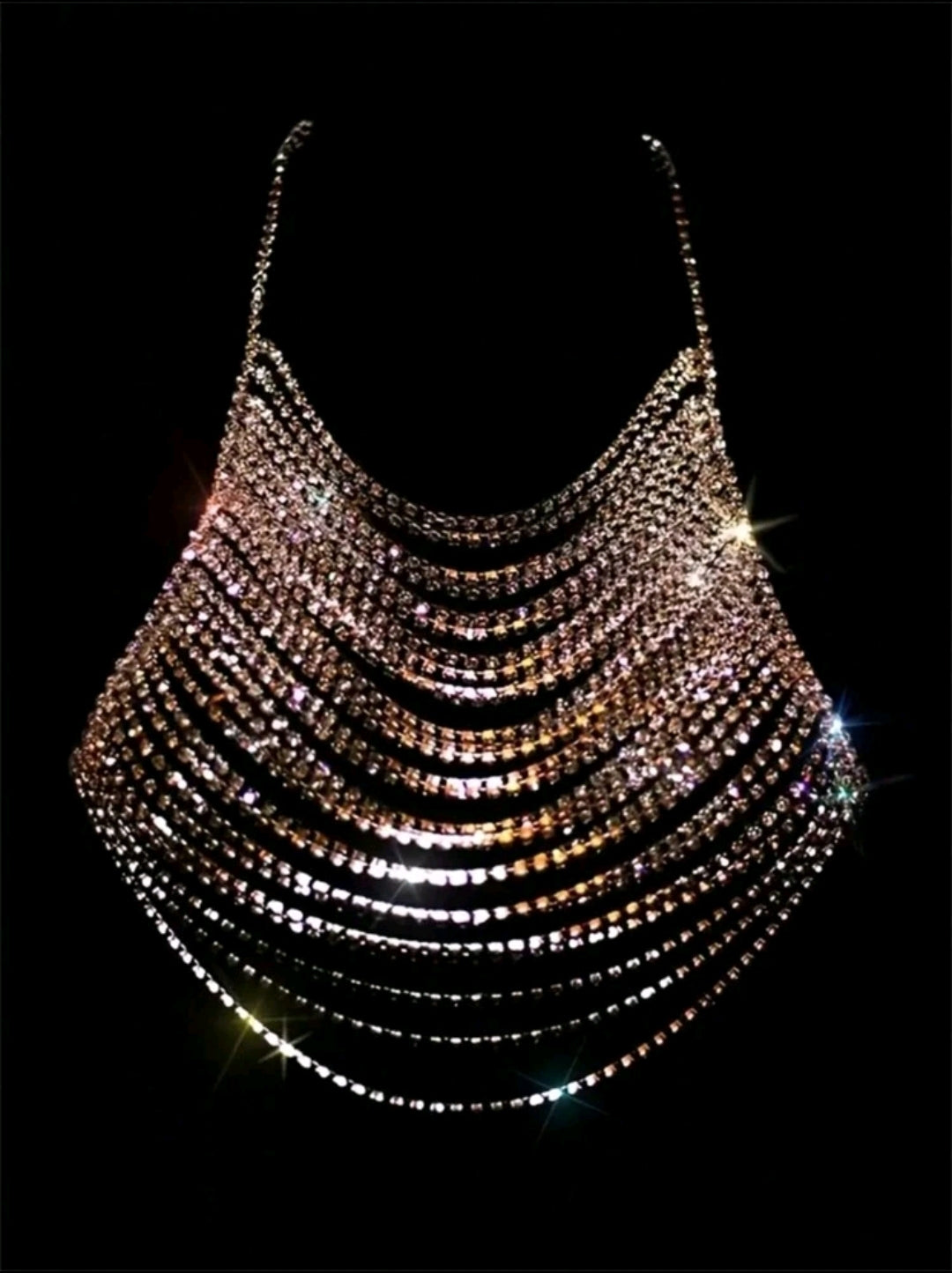 Gold Rhinestone Chest Bodychain