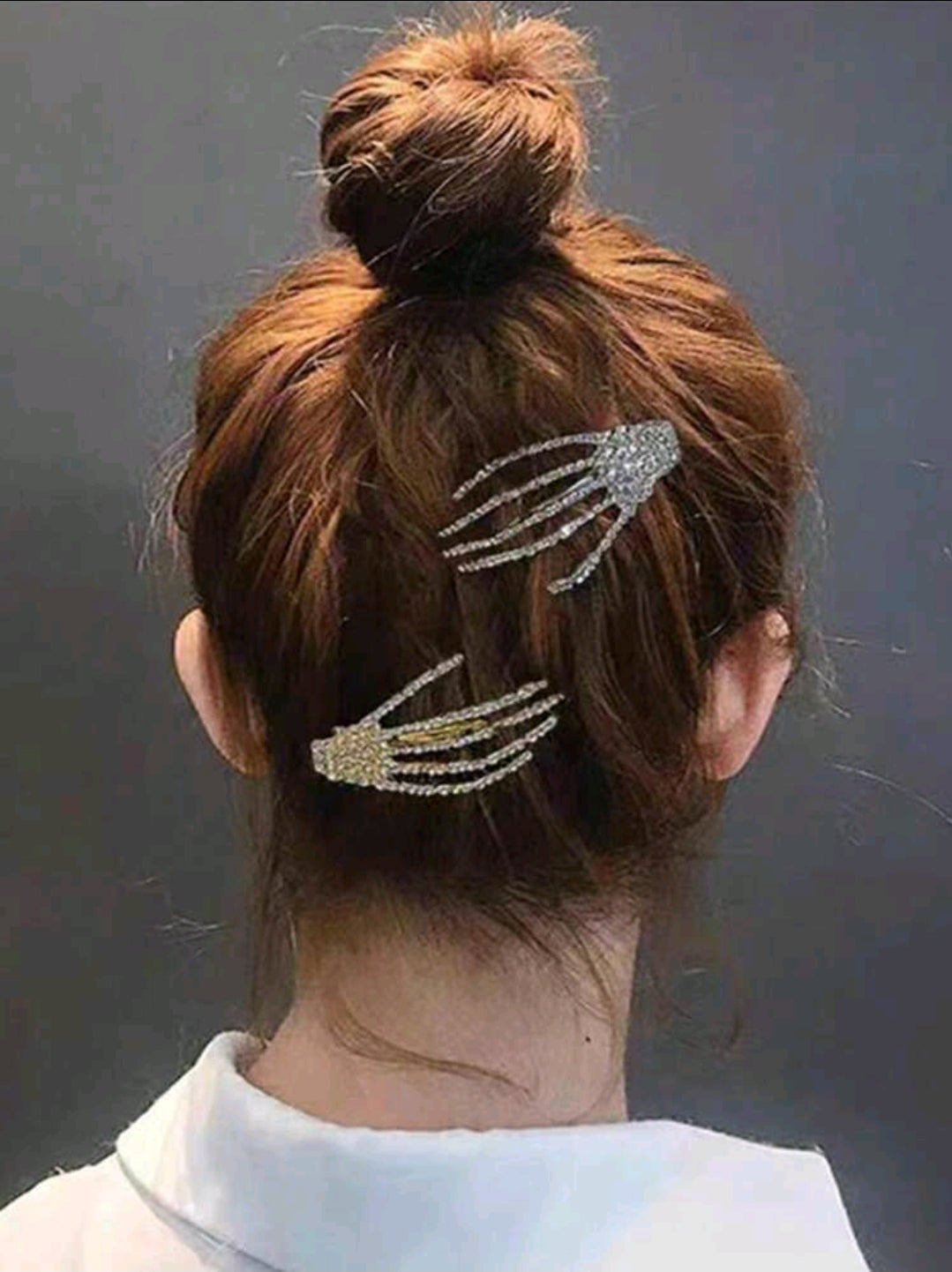 Silver Skeleton Hands Hair Clip Set of two