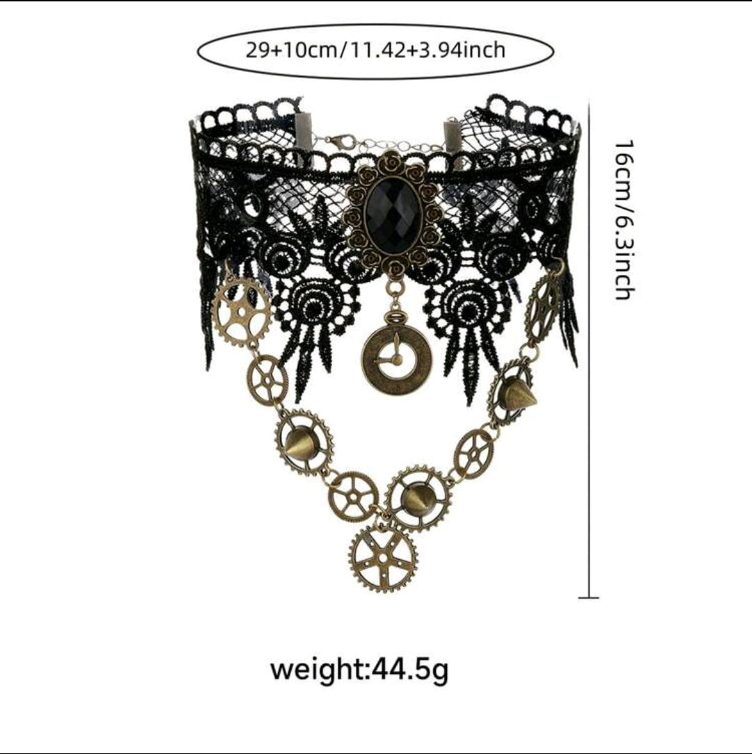 Steampunk Lace Choker with Pendant