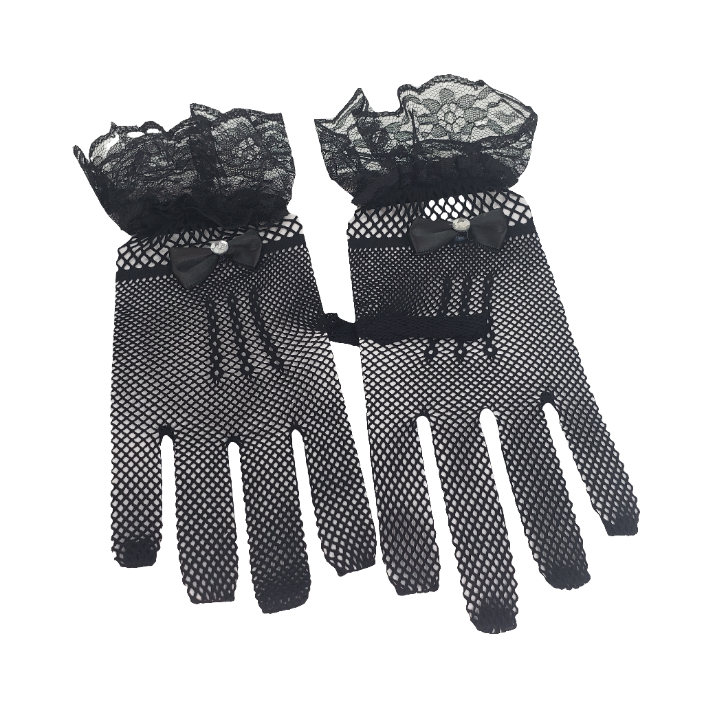 Mesh and Lace Gloves with Bow accent