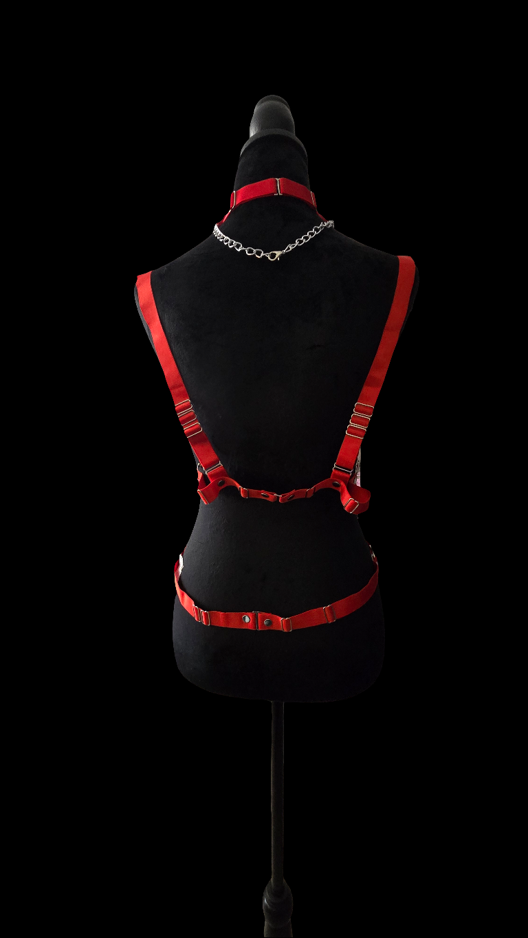 Plus Size Red Imitation Leather Chest Harness Size 2XL