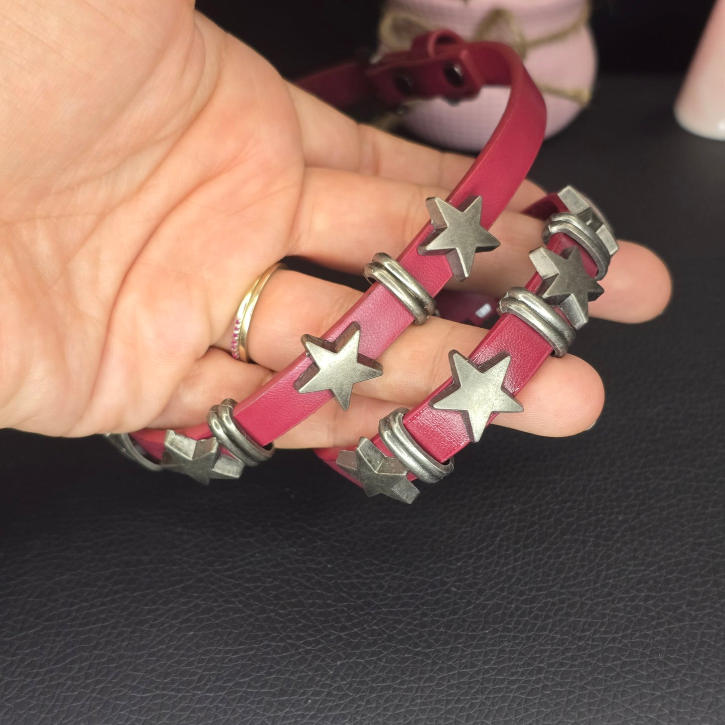 Buckle Star Red Choker and Bracelet Set