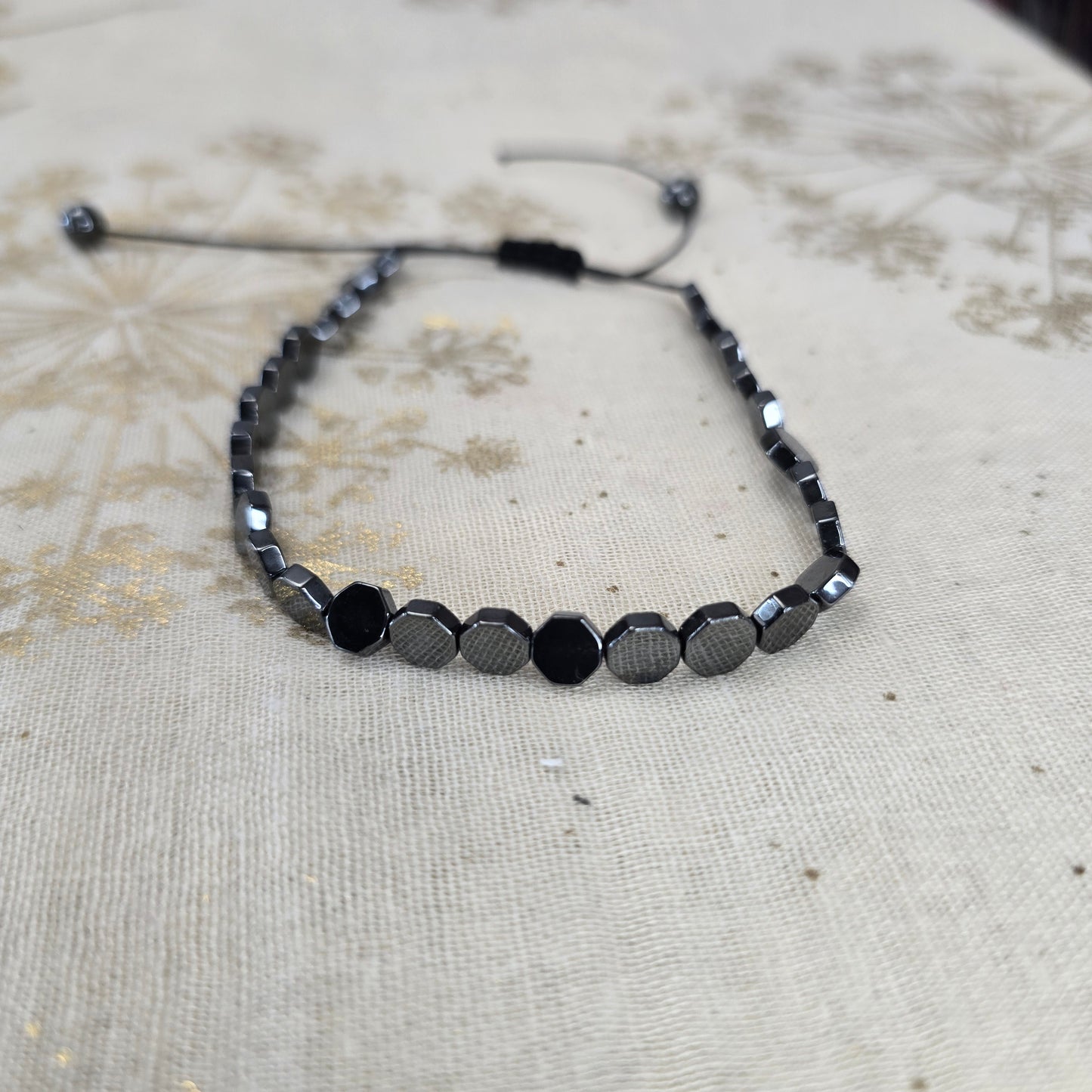 Black Onyx Bead Adjustable Bracelet