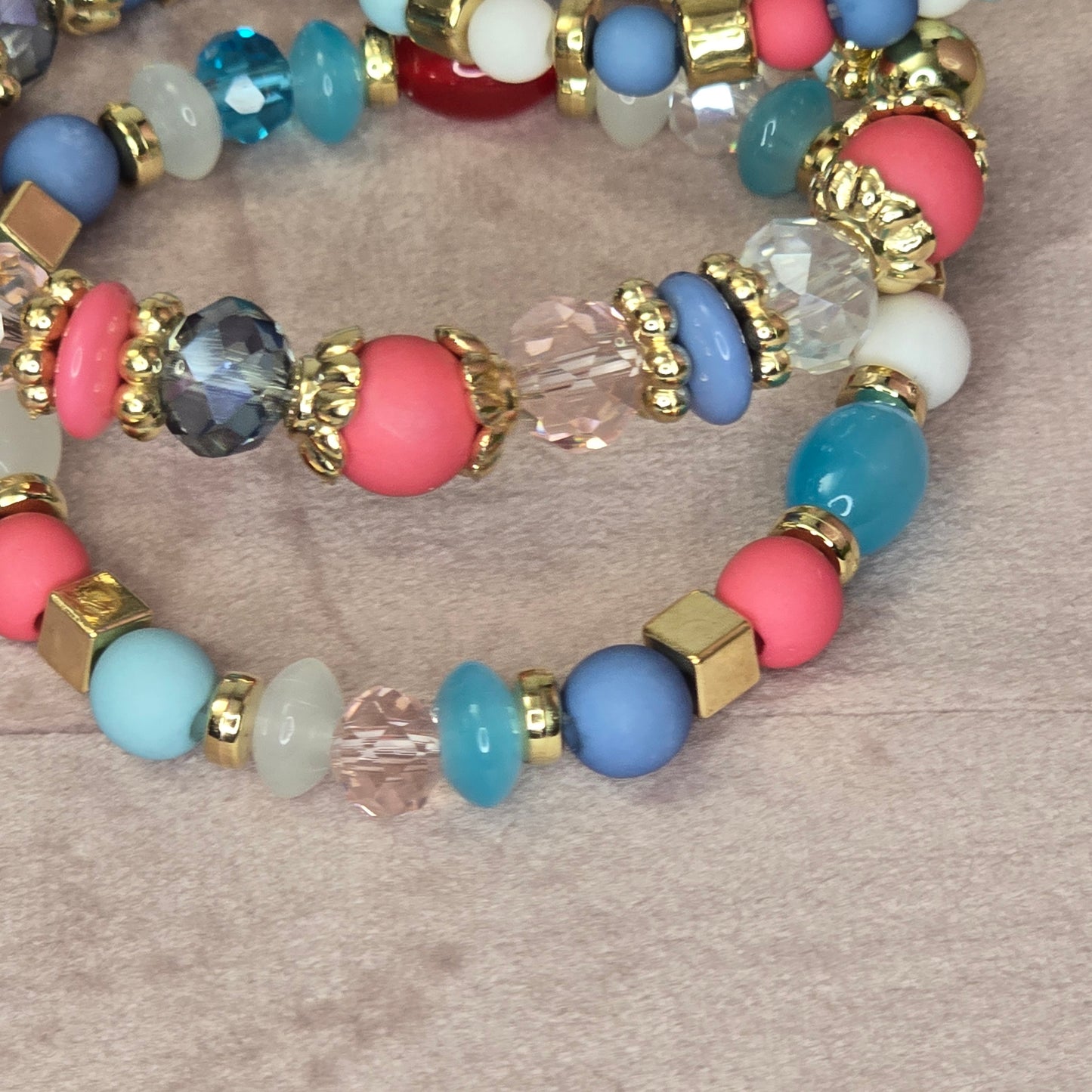 Multicolor Love Tree Charm Bracelets Set of 4