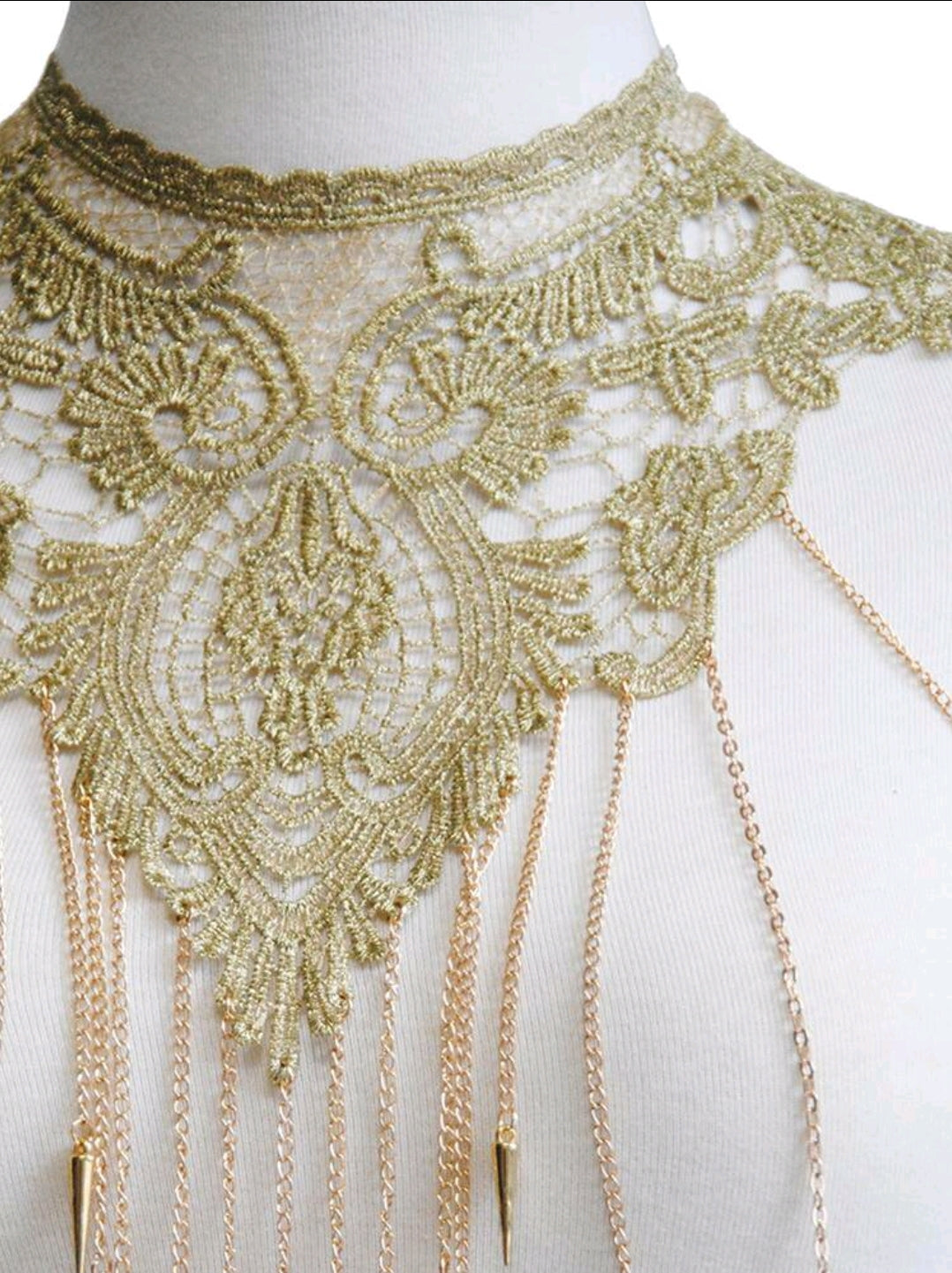 Elegant Gold Lace Chest Body Chain