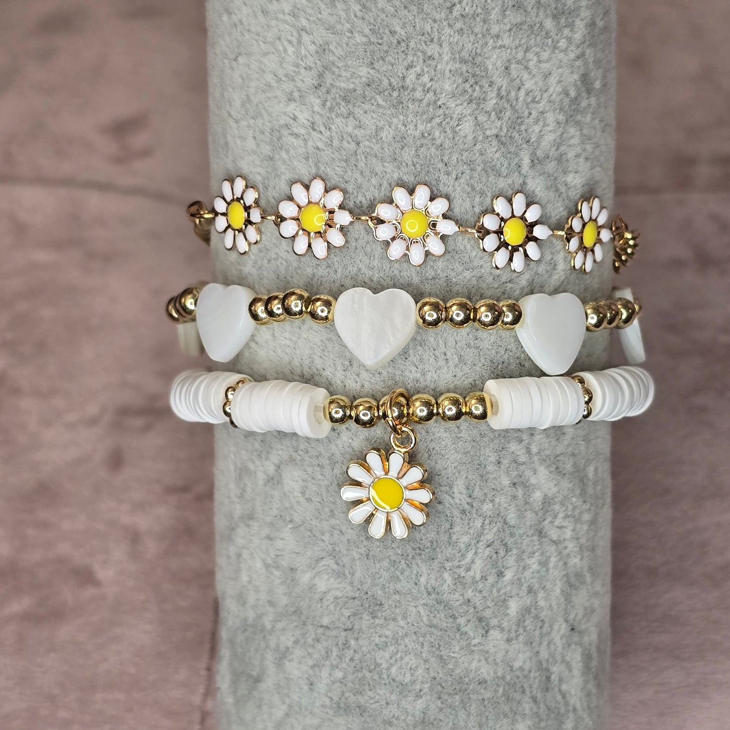 Daisy Love Charm bracelet set of three