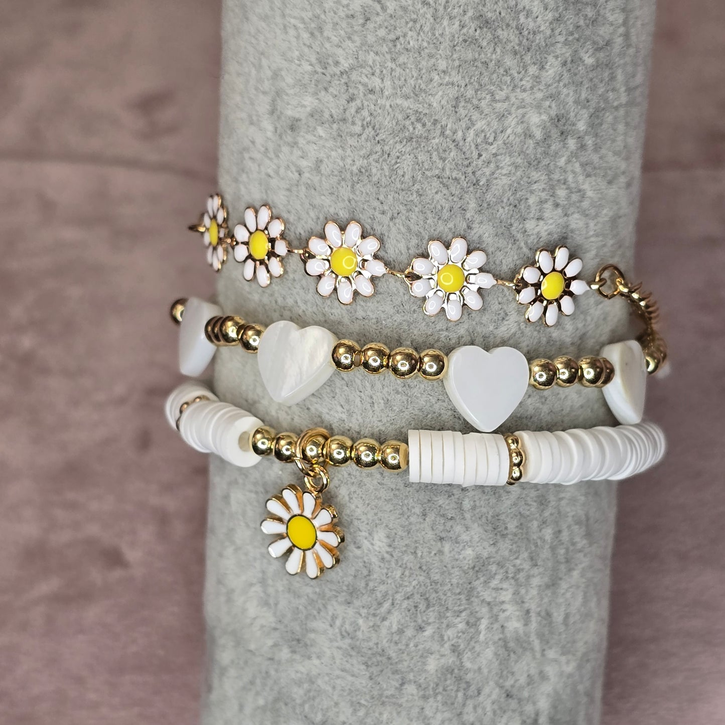 Daisy Love Charm bracelet set of three