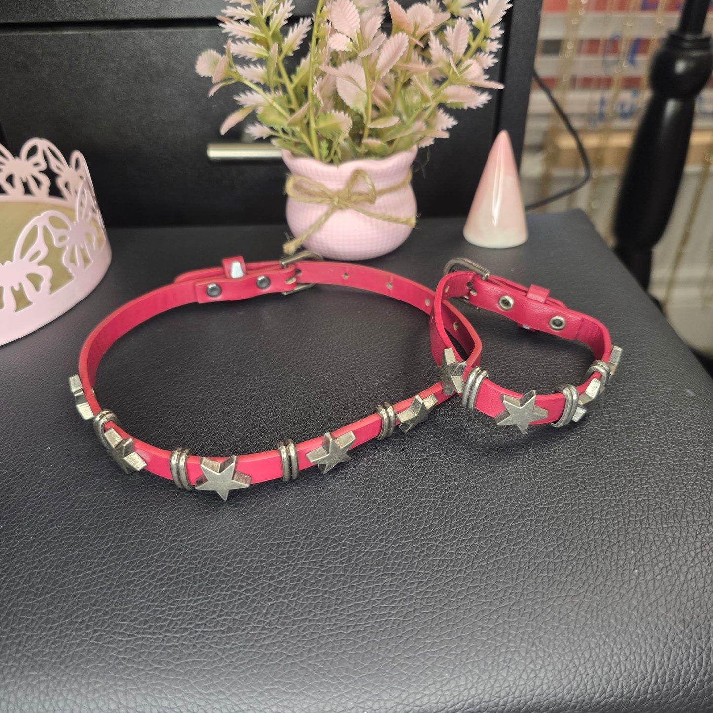 Buckle Star Red Choker and Bracelet Set