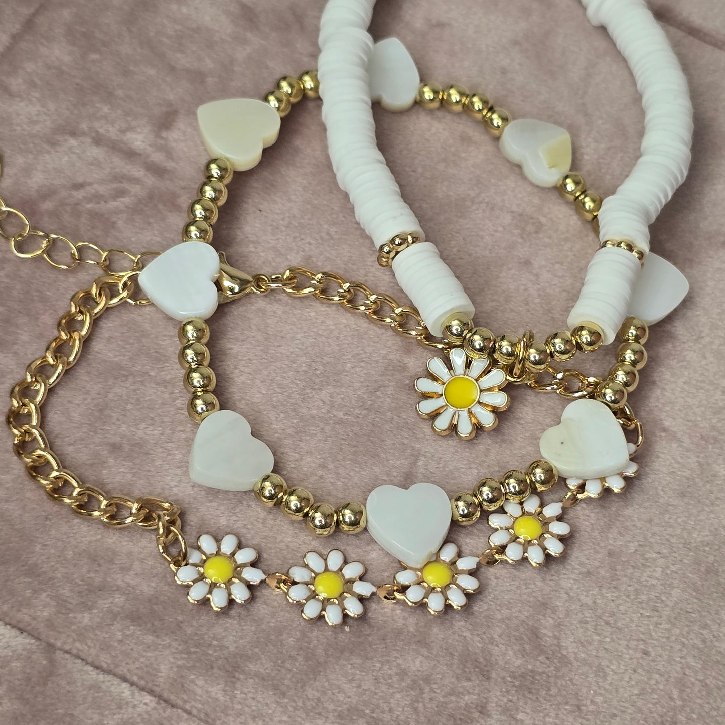 Daisy Love Charm bracelet set of three