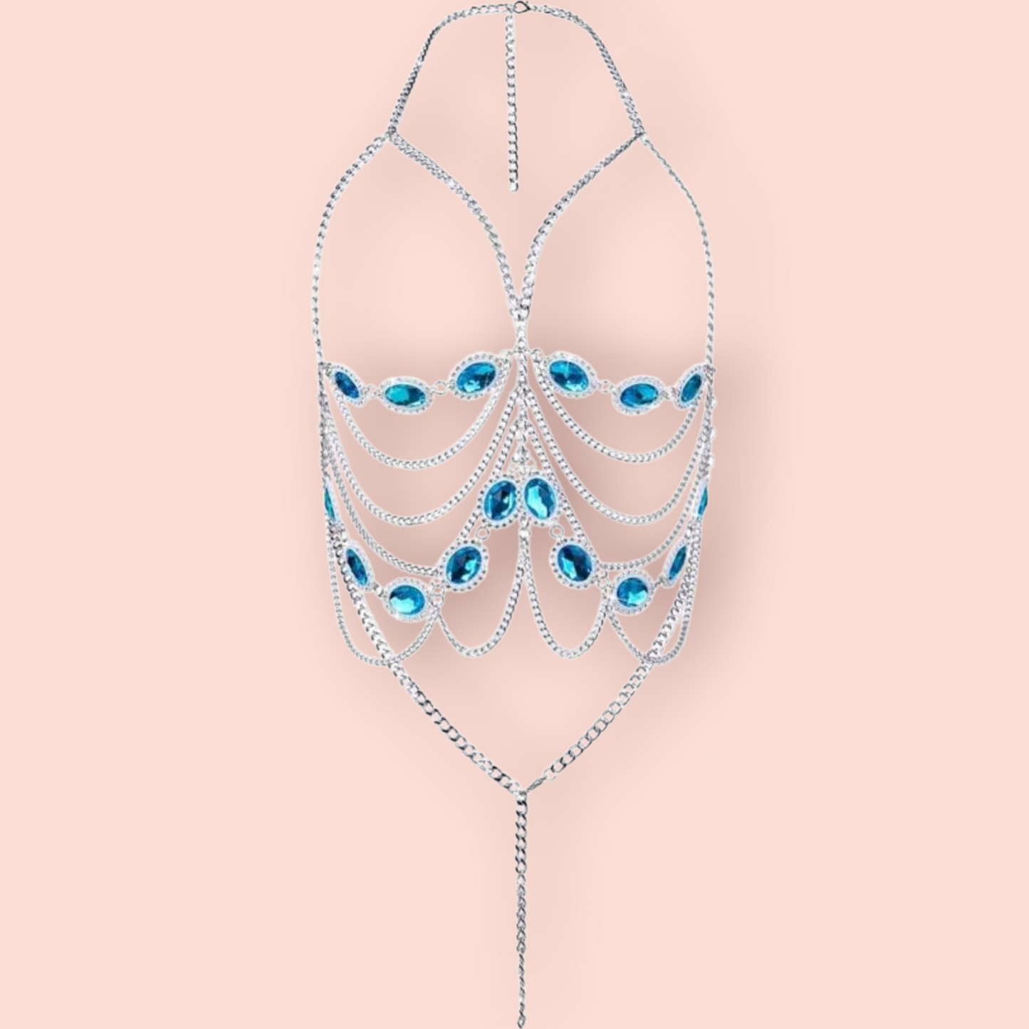 Plus Size Blue Gem Chest Harness