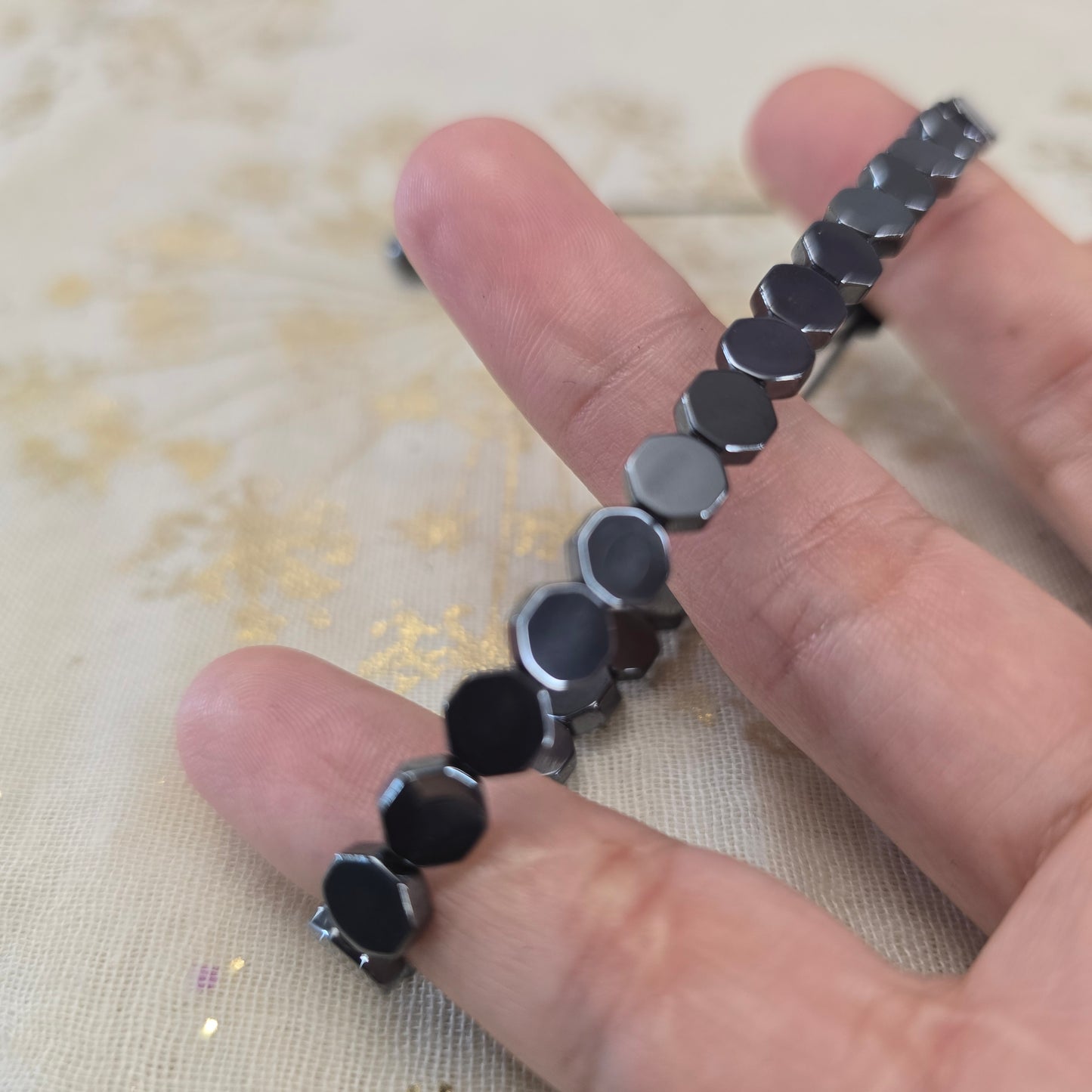 Black Onyx Bead Adjustable Bracelet