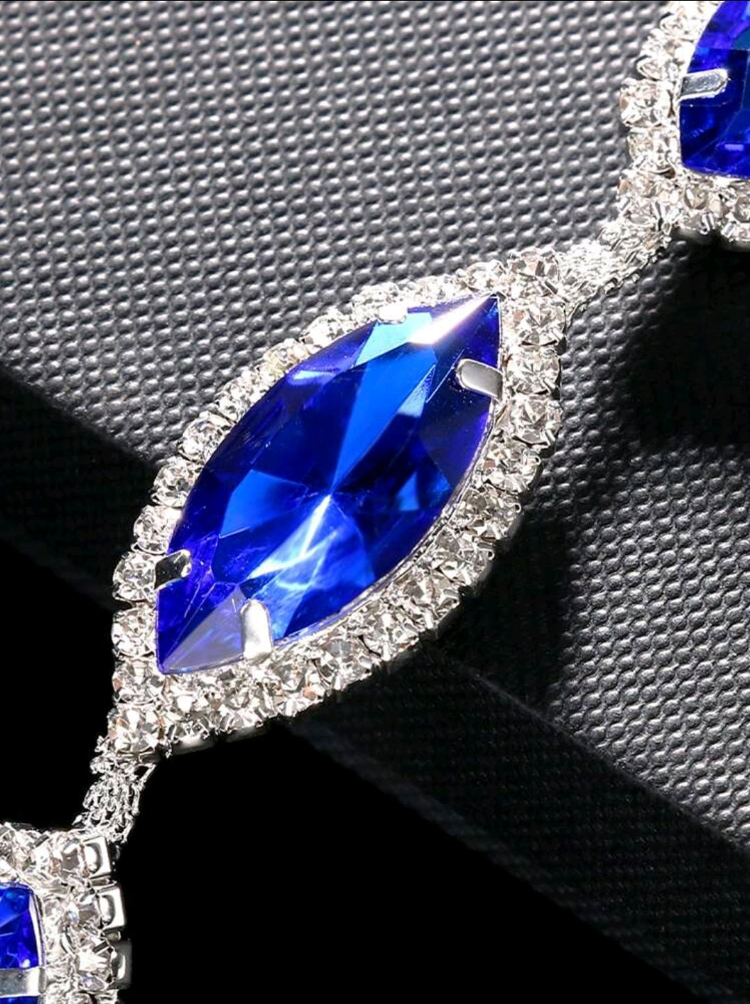 Blue Rhinestone Chest Bodychain