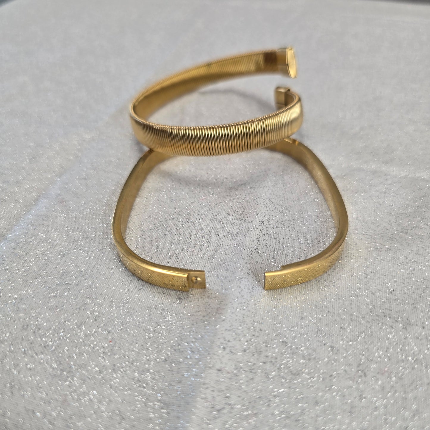 Minimalist Stretch Gold Bangle, Pair