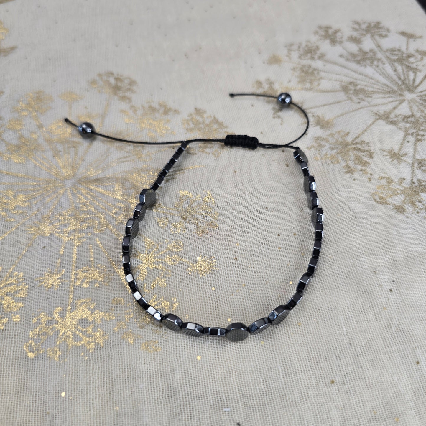 Black Onyx Bead Adjustable Bracelet