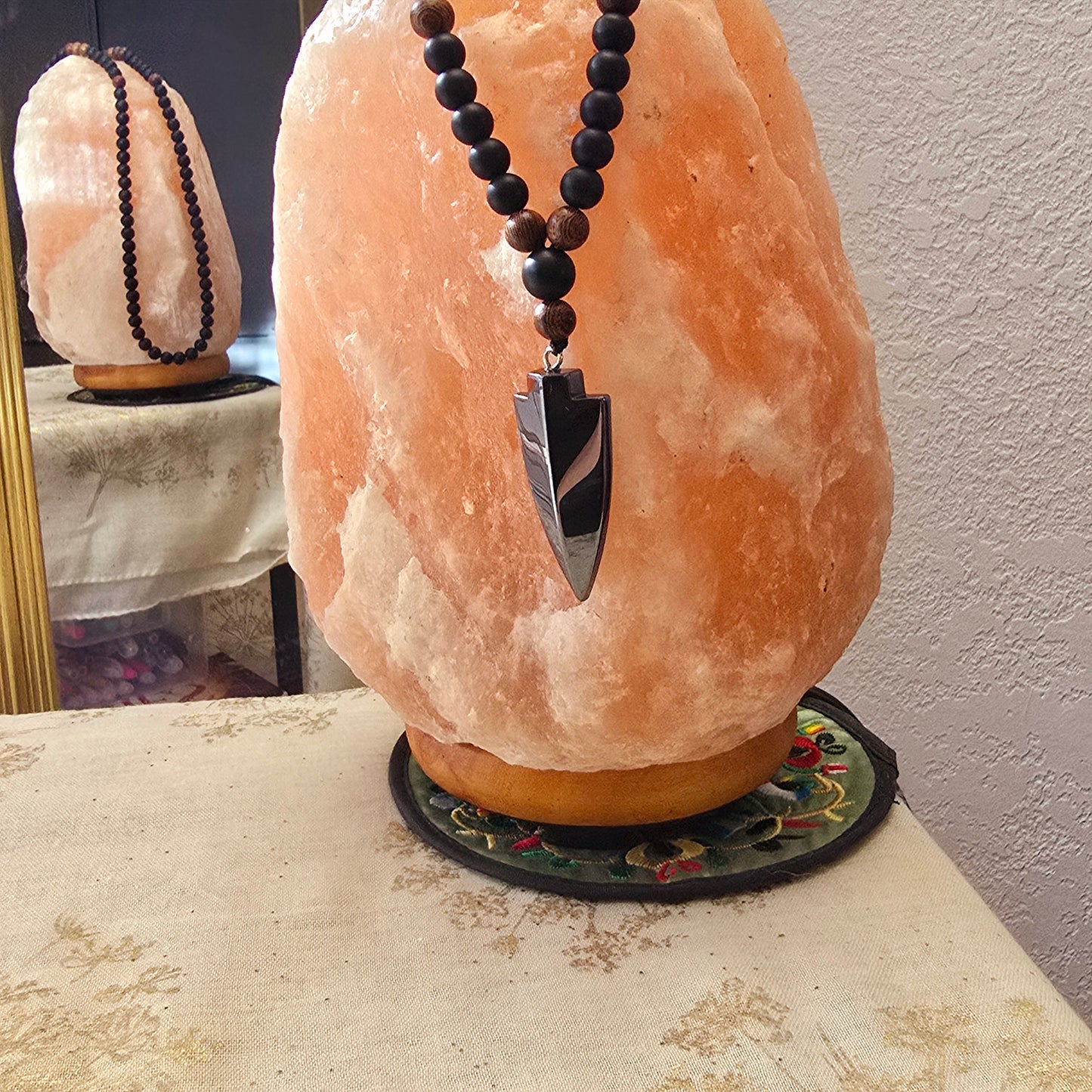 Tribal Gunmetal Pendant Unisex Bead Necklace