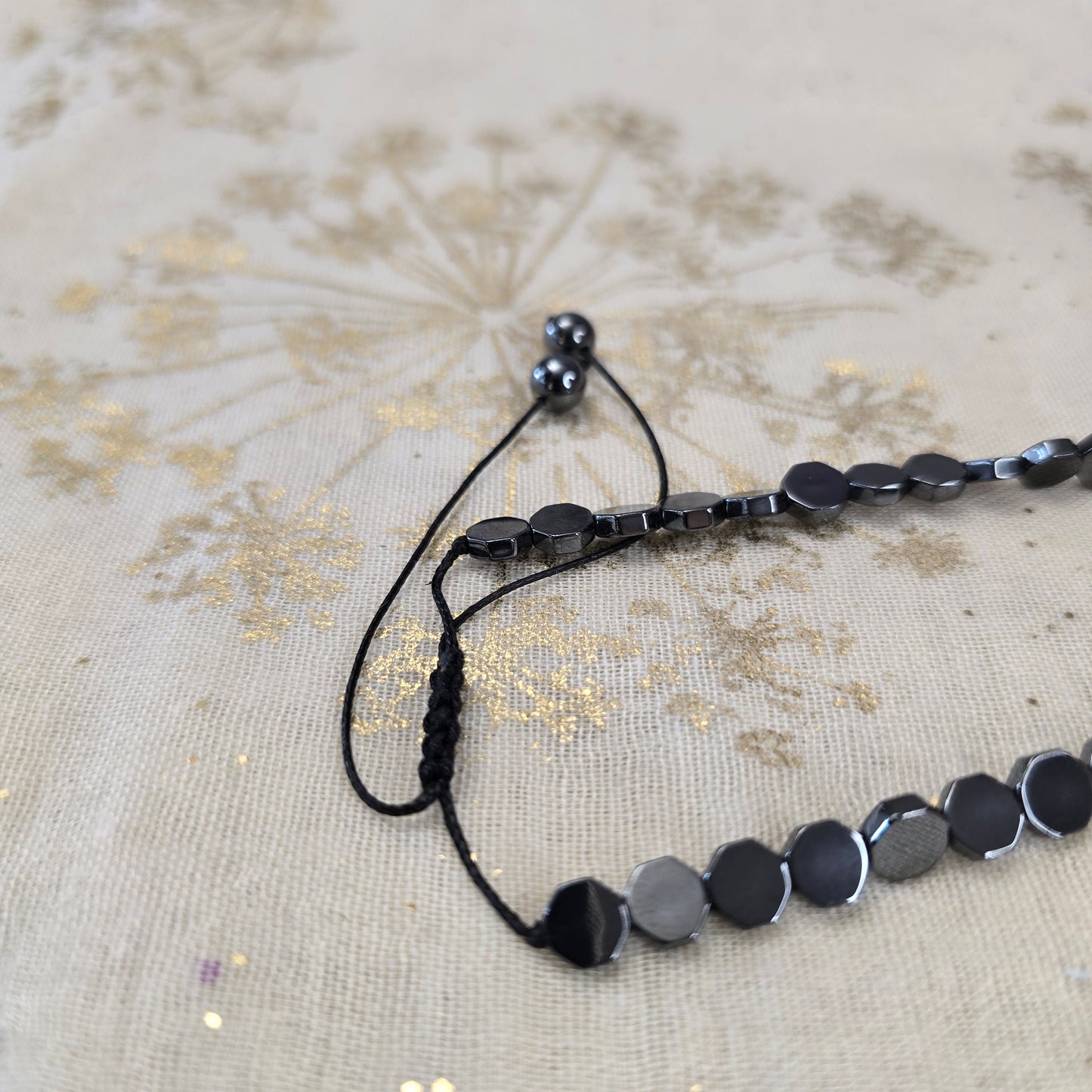 Black Onyx Bead Adjustable Bracelet