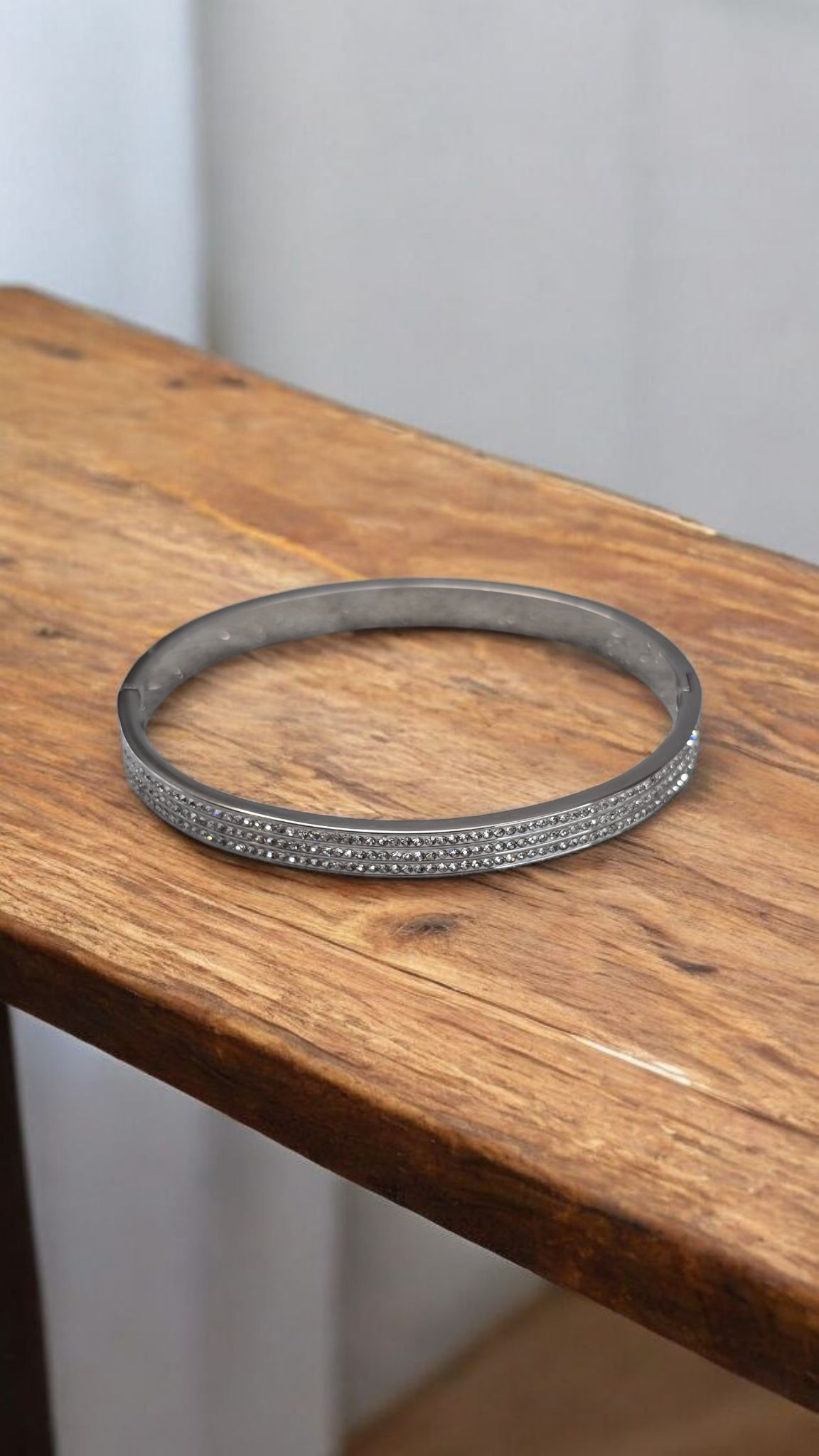 Stainless steel Rhinestone Bangle Bracelet