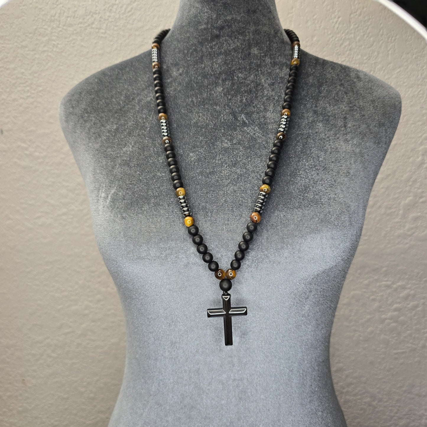 Gun Metal Cross Necklace