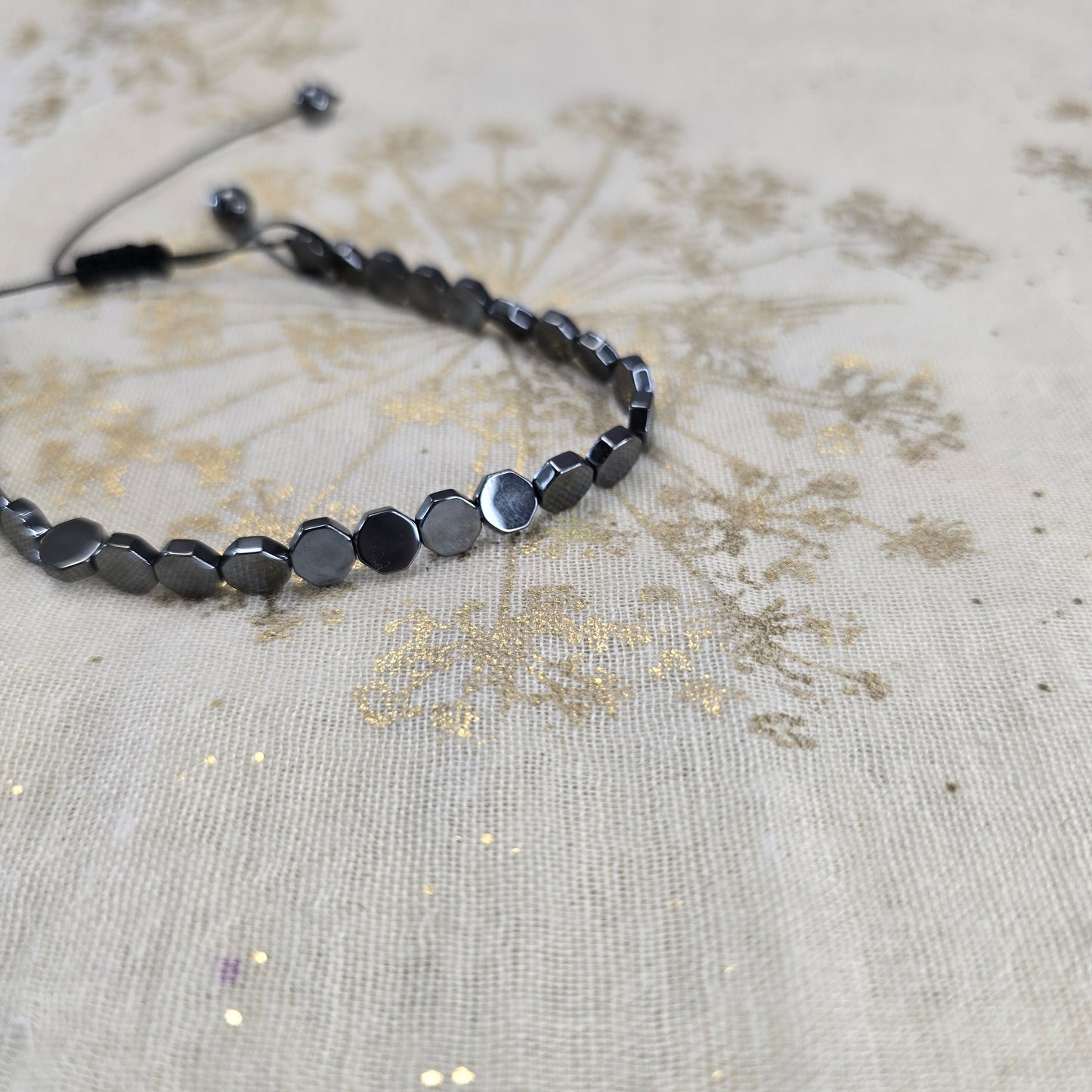 Black Onyx Bead Adjustable Bracelet