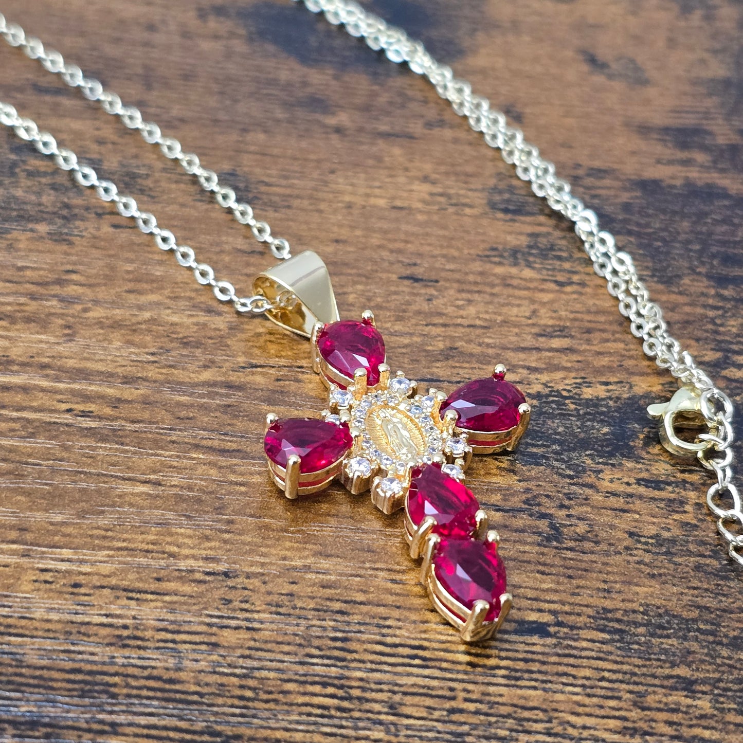 Virgen de Guadalupe Red Stone Necklace