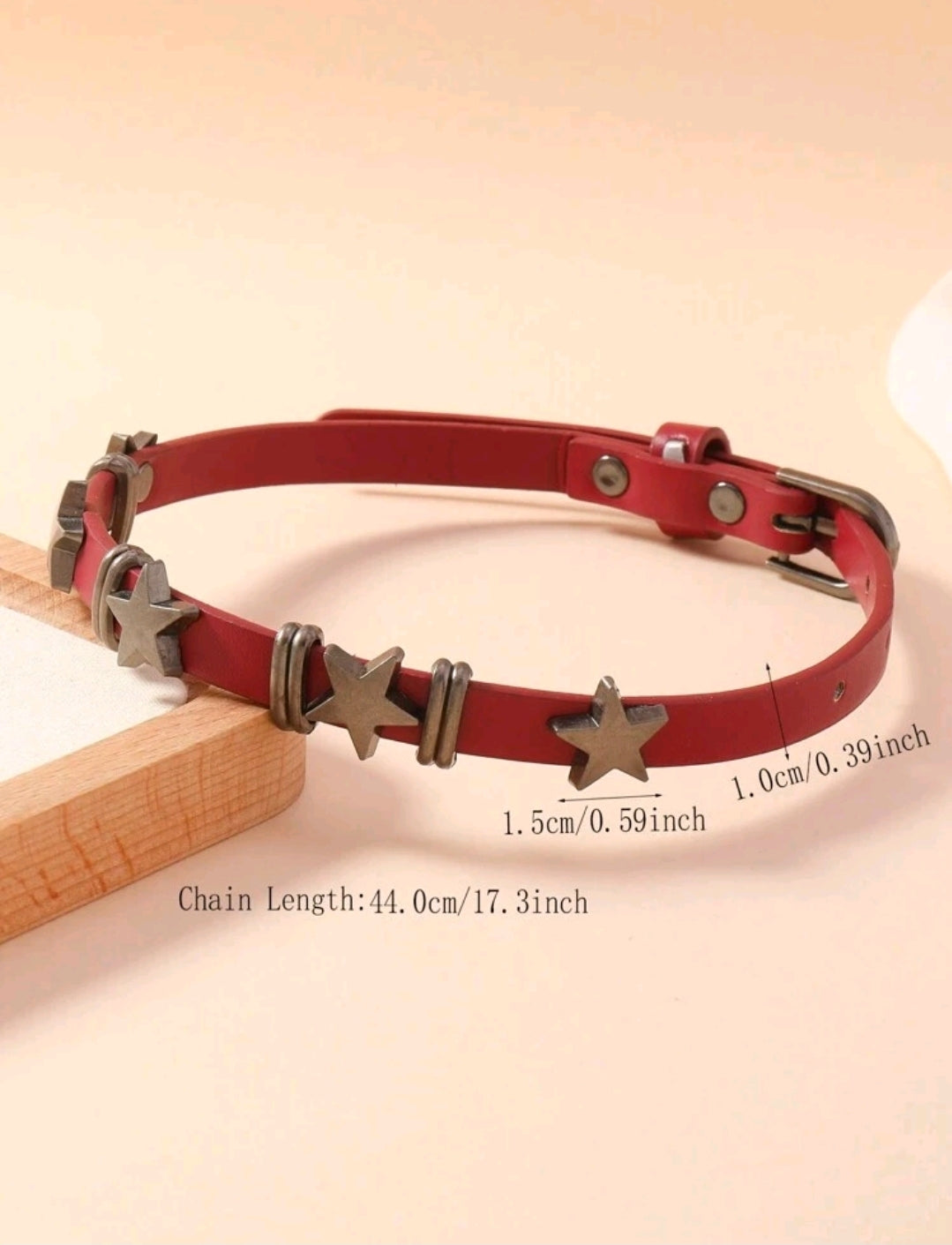 Buckle Star Red Choker and Bracelet Set