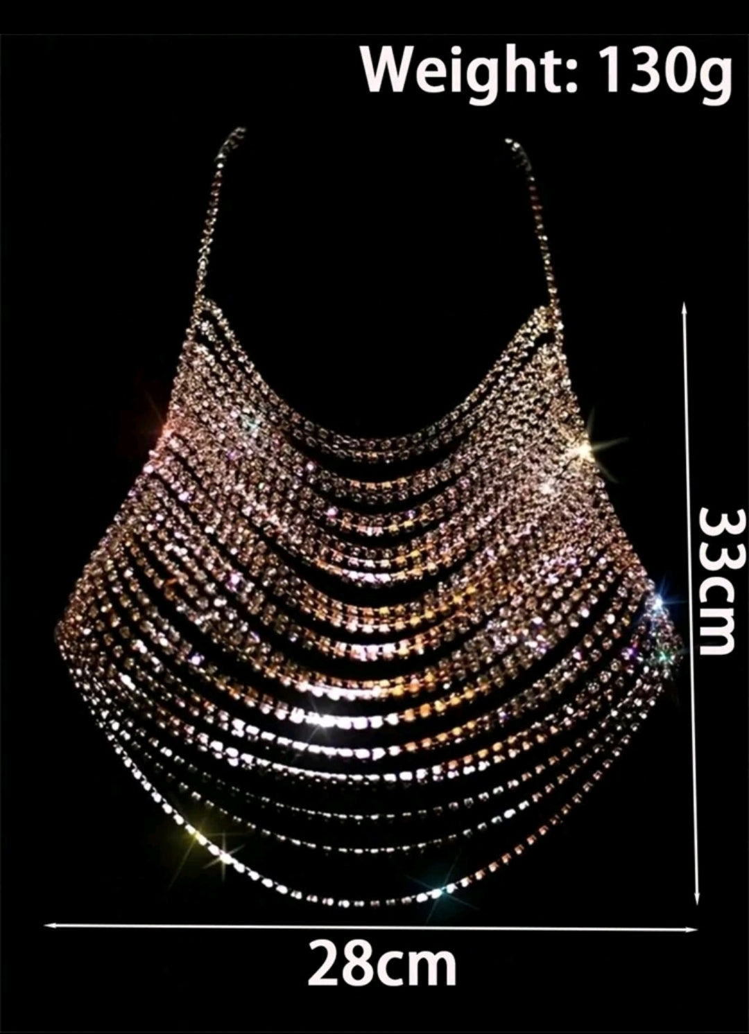 Gold Rhinestone Chest Bodychain
