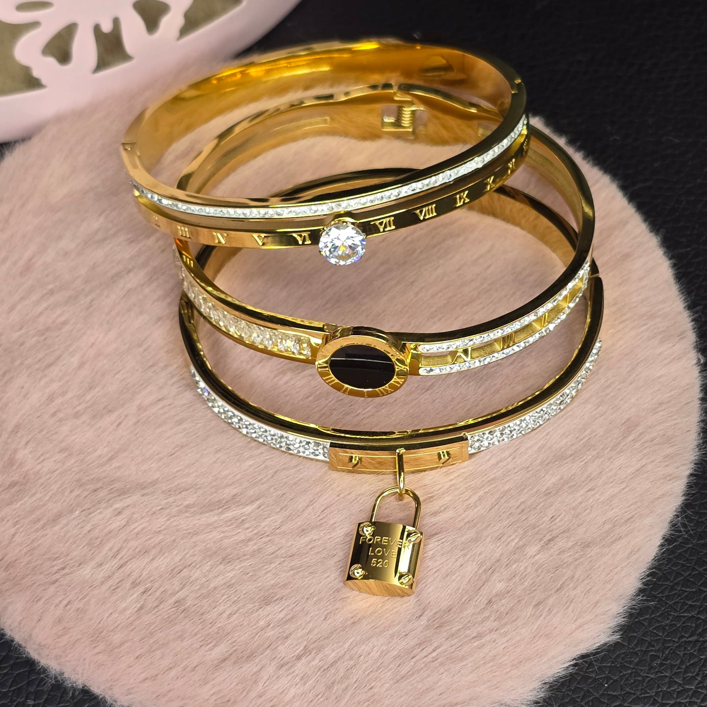 Stainless Steel Time Queen Cuff Bracelet Trio