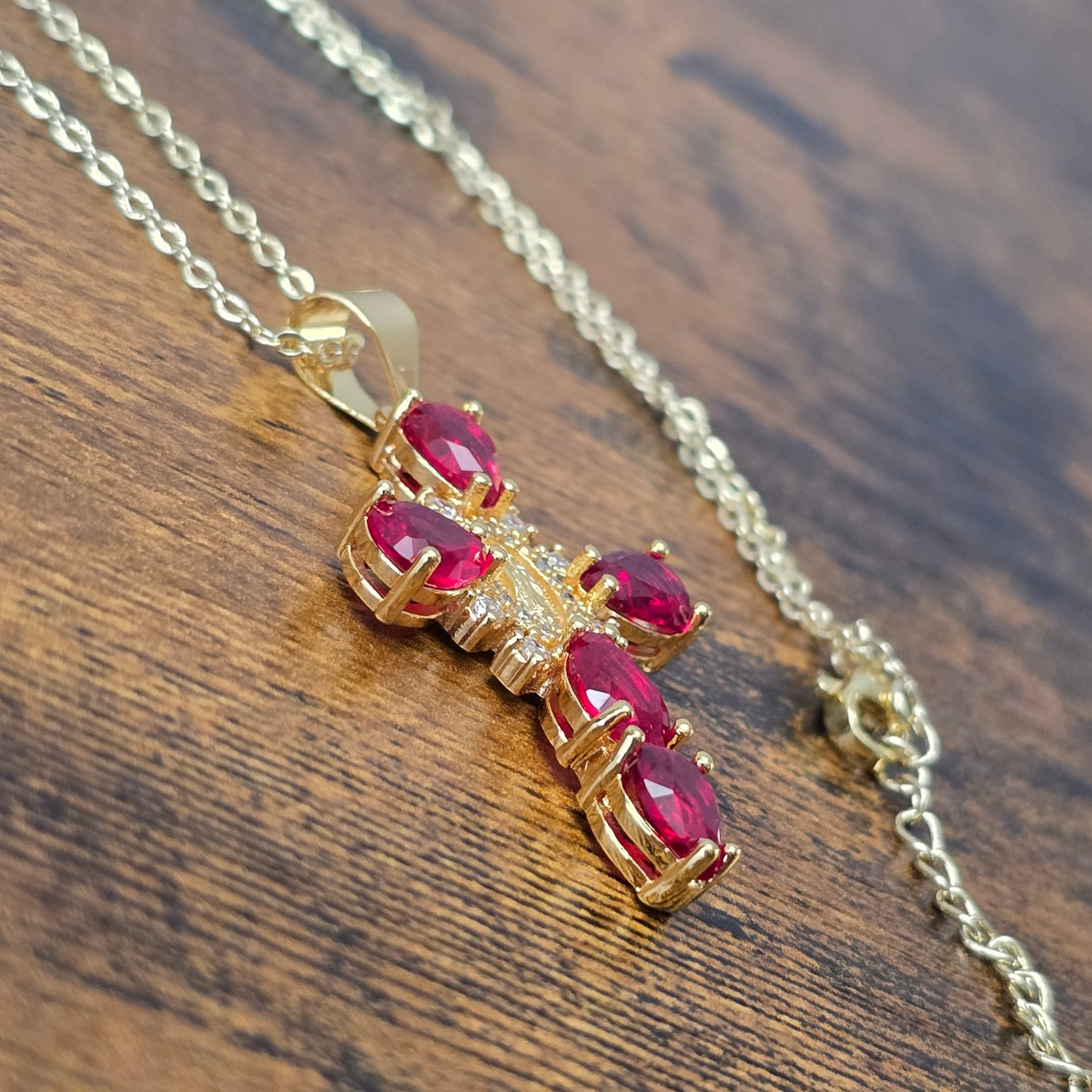Virgen de Guadalupe Red Stone Necklace