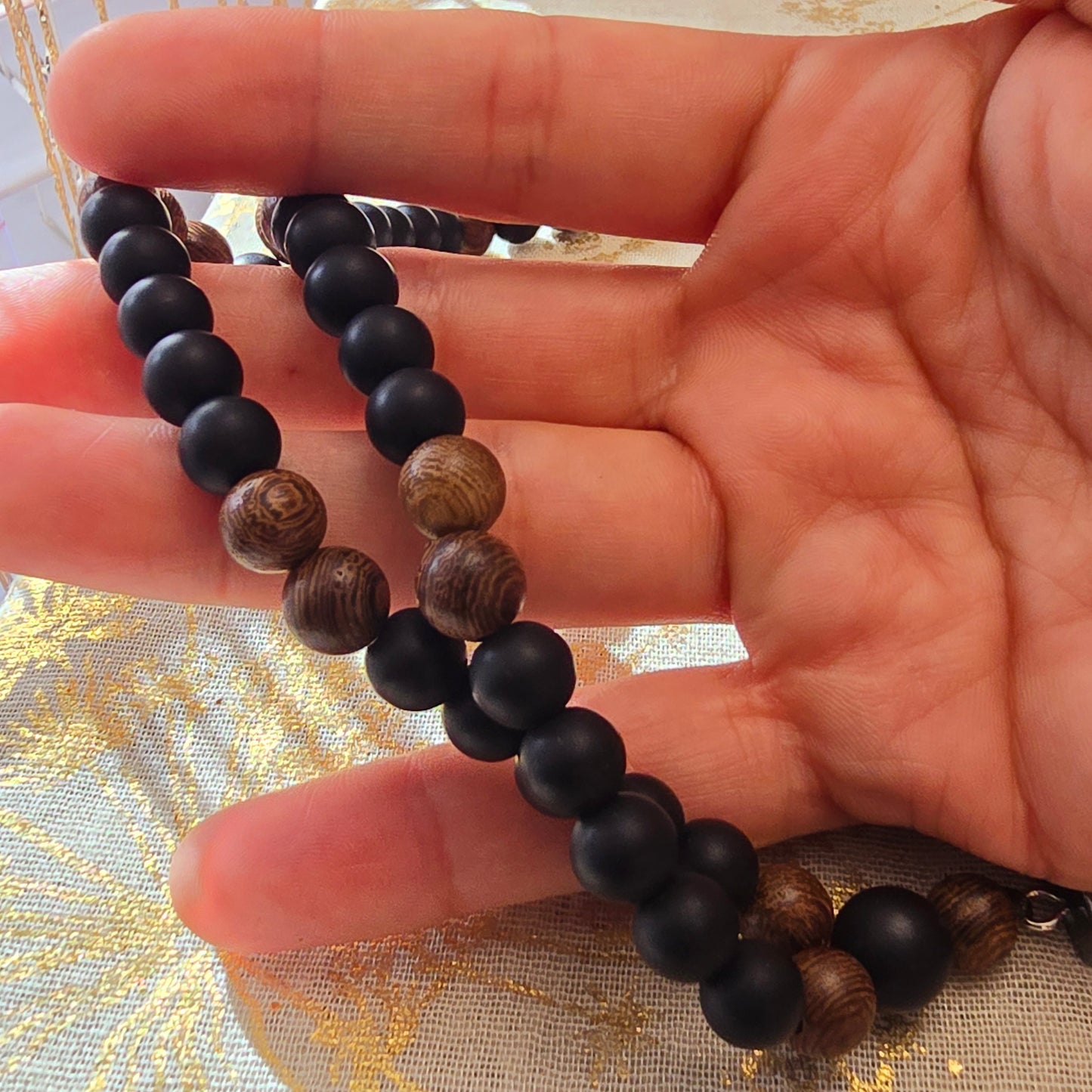 Tribal Gunmetal Pendant Unisex Bead Necklace