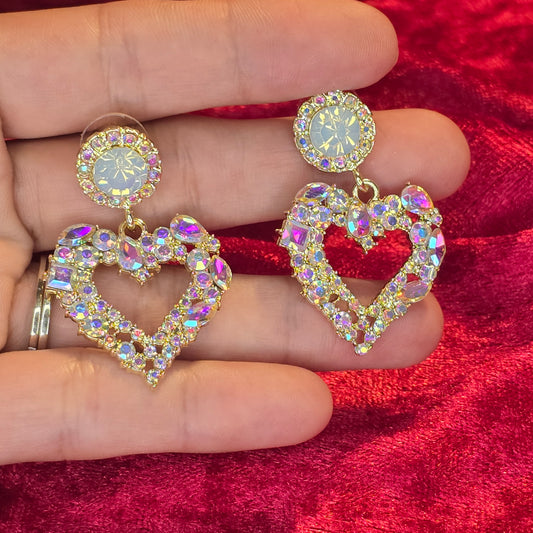Iridescent Heart Shaped Shimmery Earrings