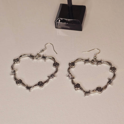 Rose and Thorns Hear Shaped earrings