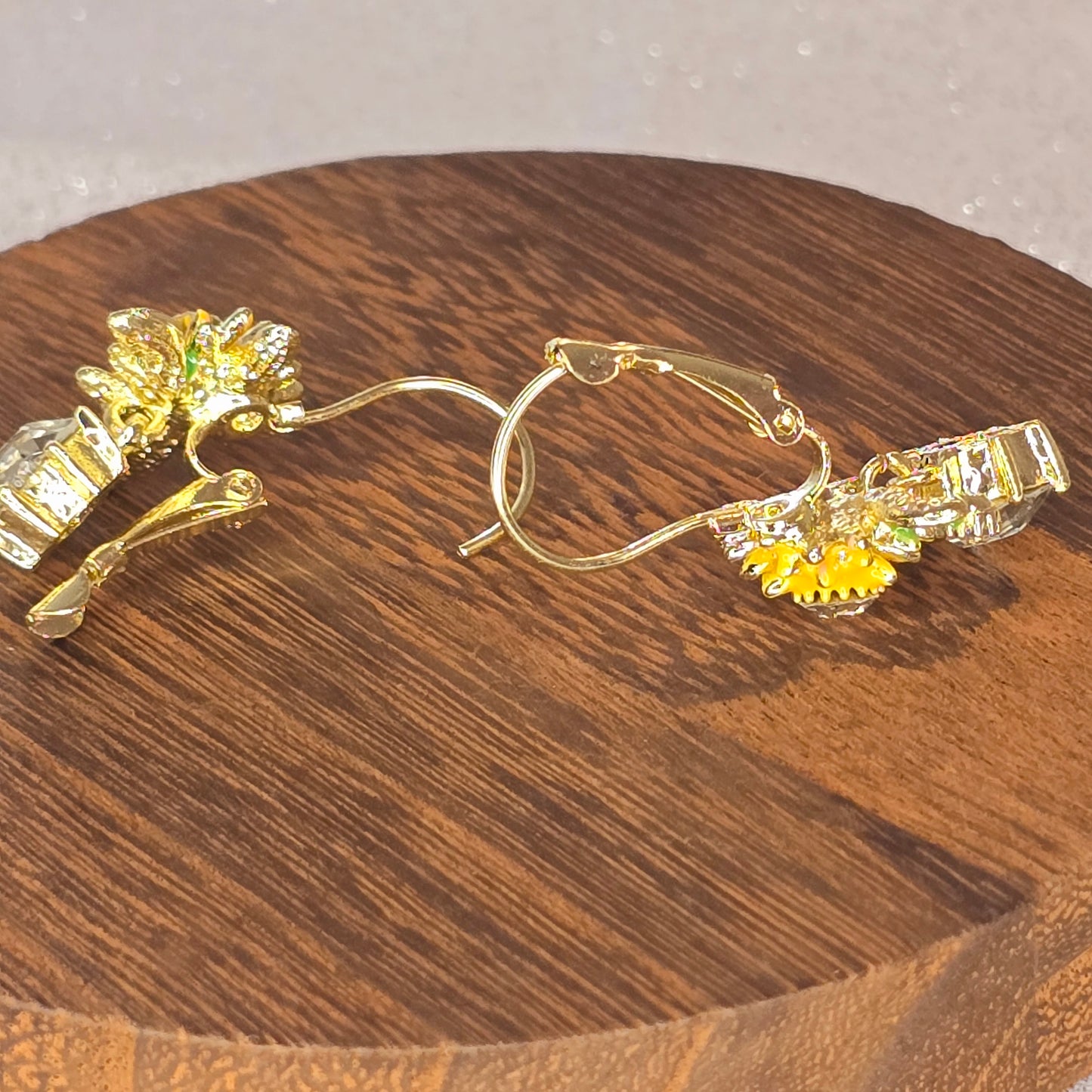 Elegant Yellow Flower Hook Earrings