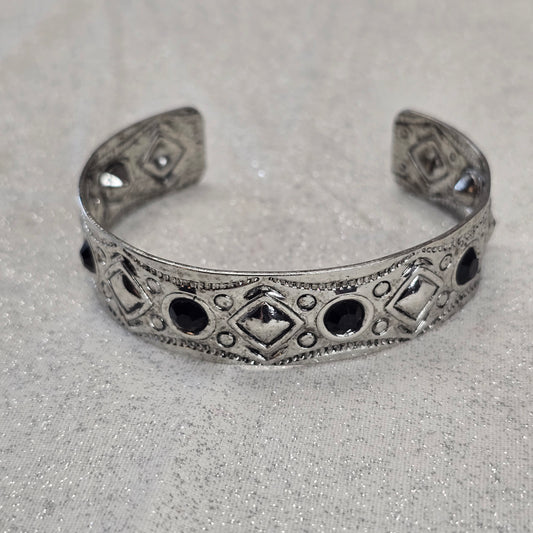 Black Rhinestone Gothic Cuff Bracelet