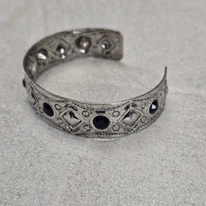 Black Rhinestone Gothic Cuff Bracelet
