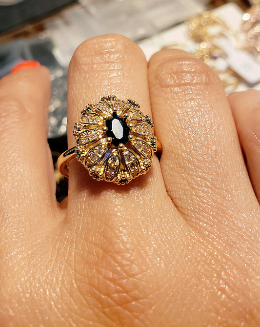 Elegant Blue and Gold Stone Ring