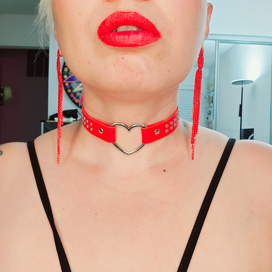 Faux Leather Heart Choker